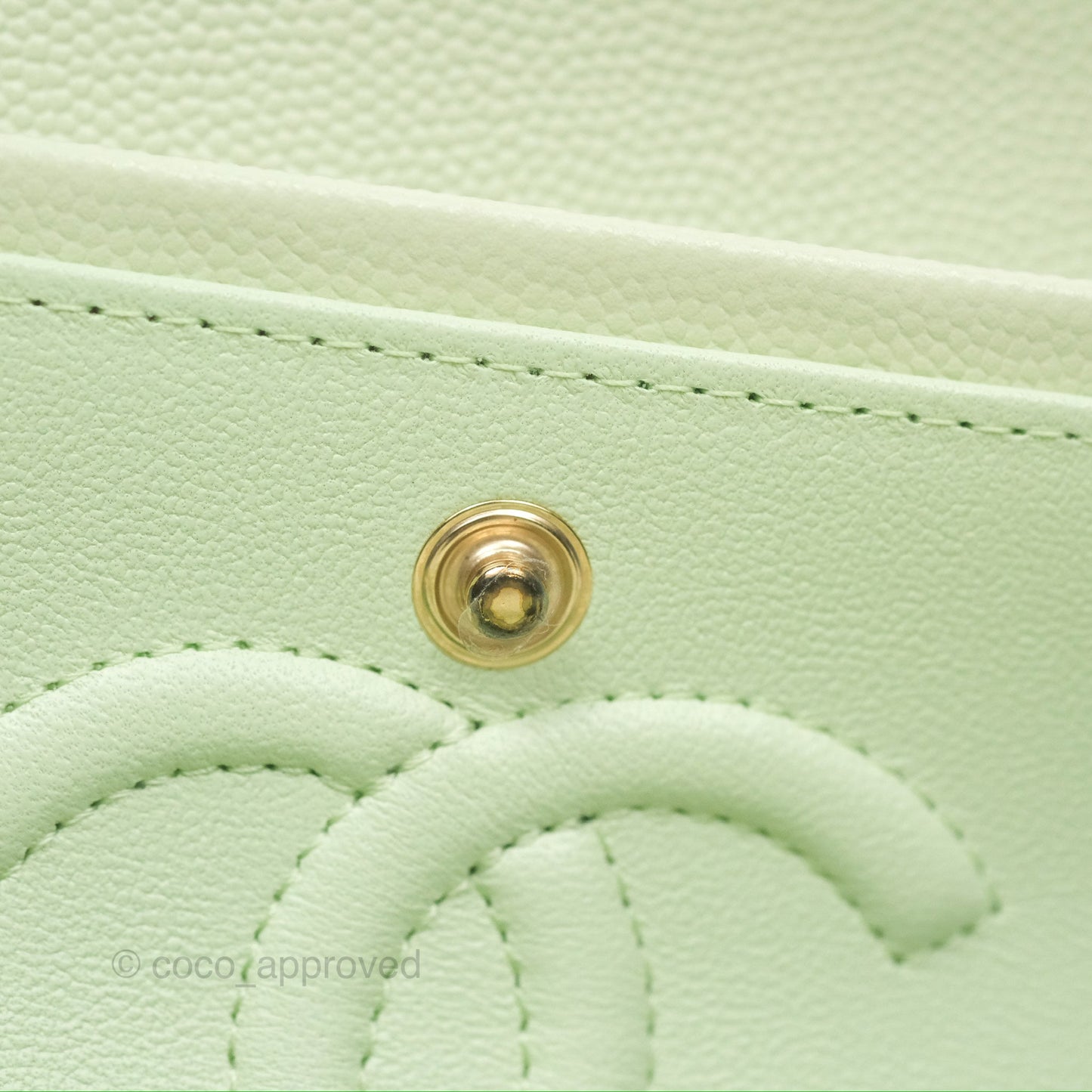 Chanel Small Classic Quilted Flap Mint Green Caviar Gold Hardware 22C