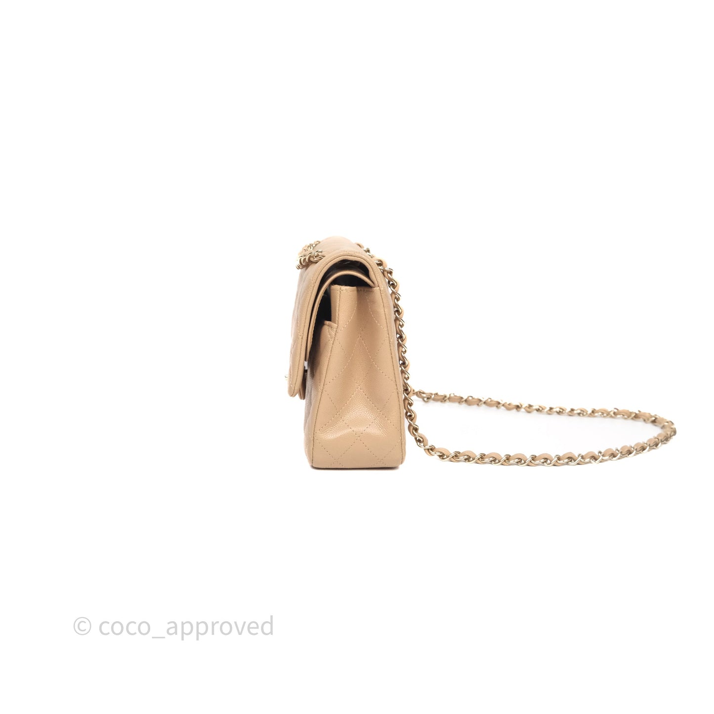 Chanel Classic M/L Medium Flap Quilted Dark Beige Caviar Gold Hardware