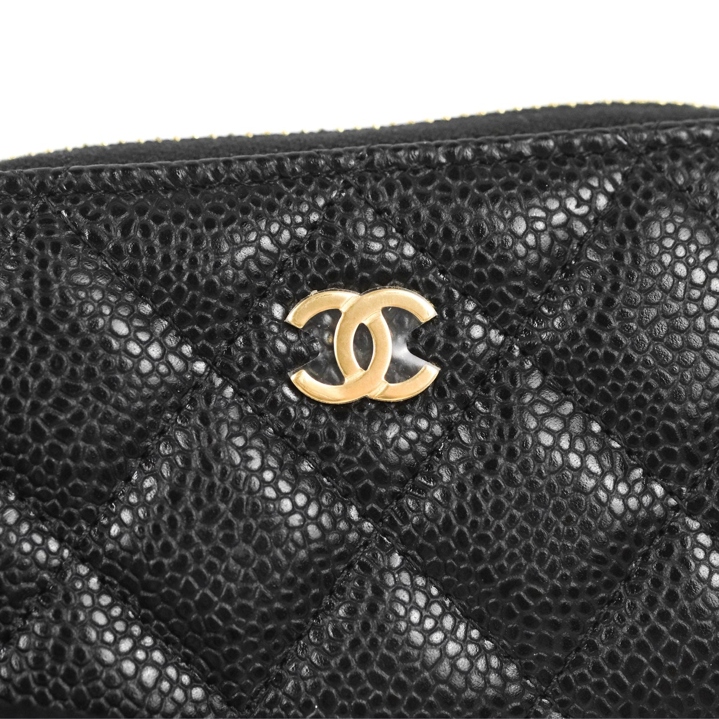 Chanel Classic Quilted Zipped Coin Purse Black Caviar Gold Hardware
