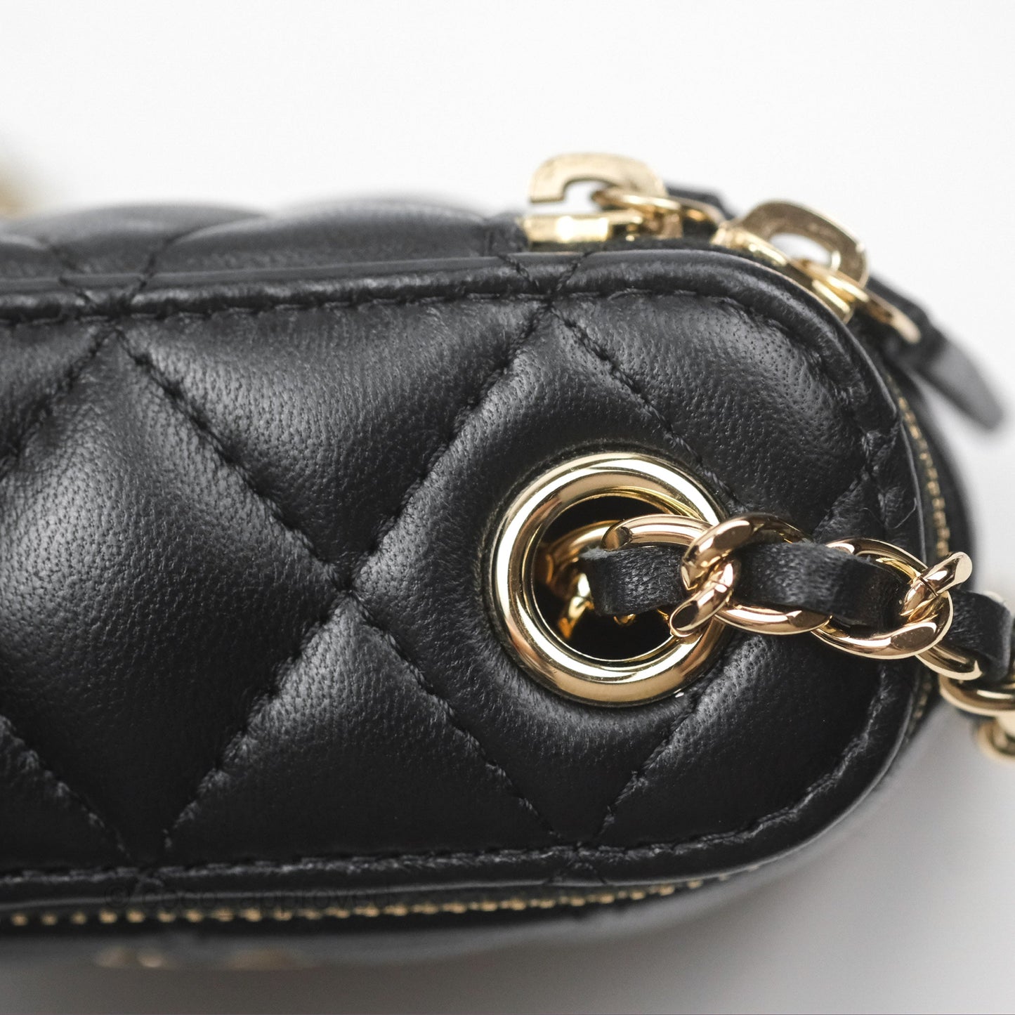 Chanel Classic Mini Vanity With Chain Black Lambskin Gold Hardware