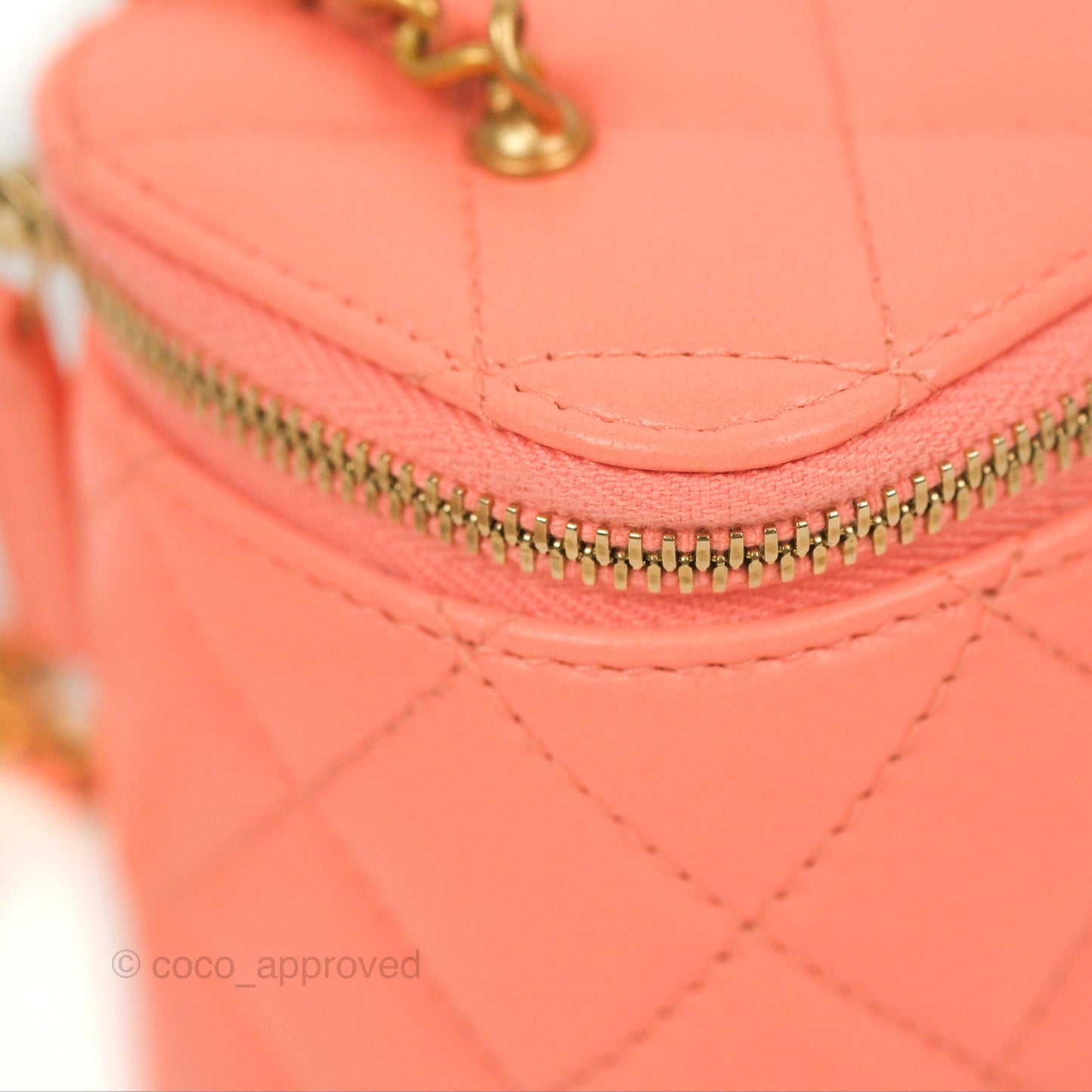 Chanel Mini Pearl Crush Vanity With Chain Orange Clair Gold Hardware