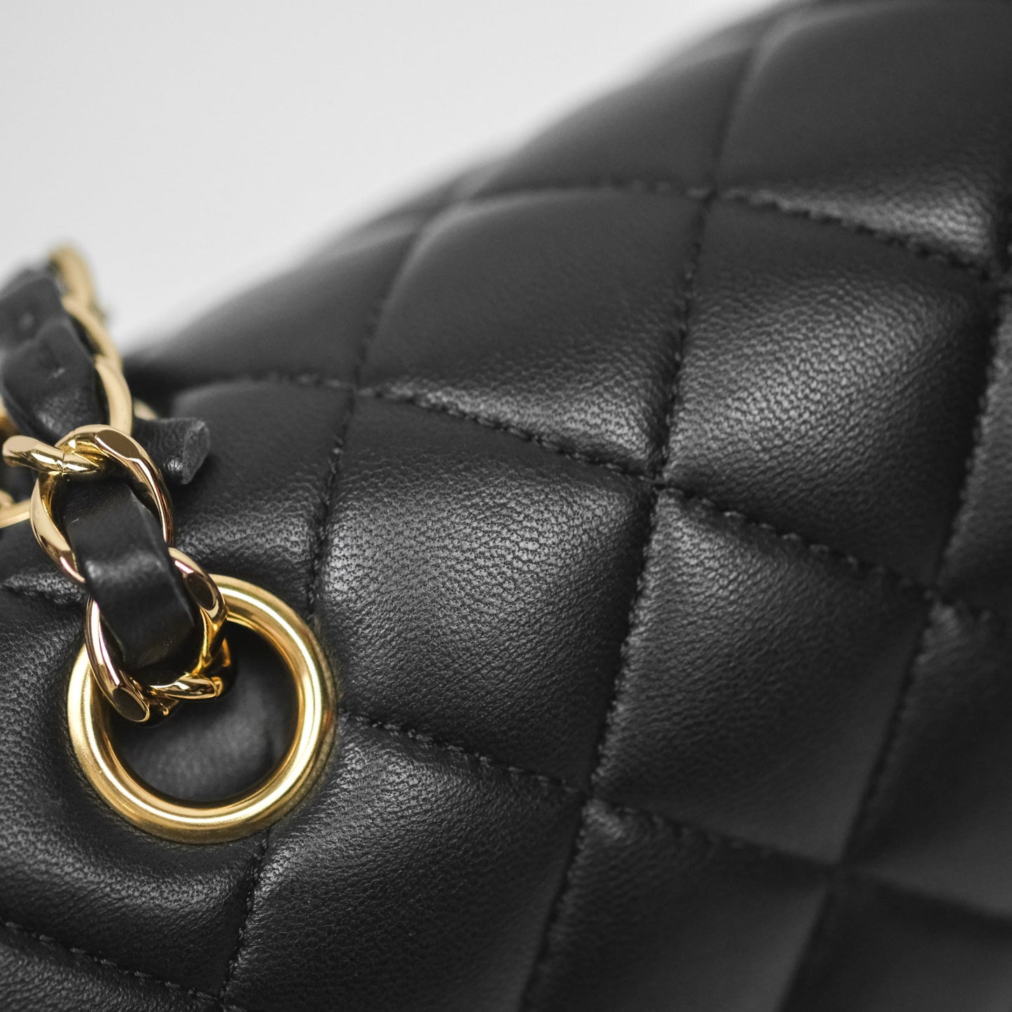 Chanel Classic M/L Medium Flap Quilted Black Lambskin Gold Hardware