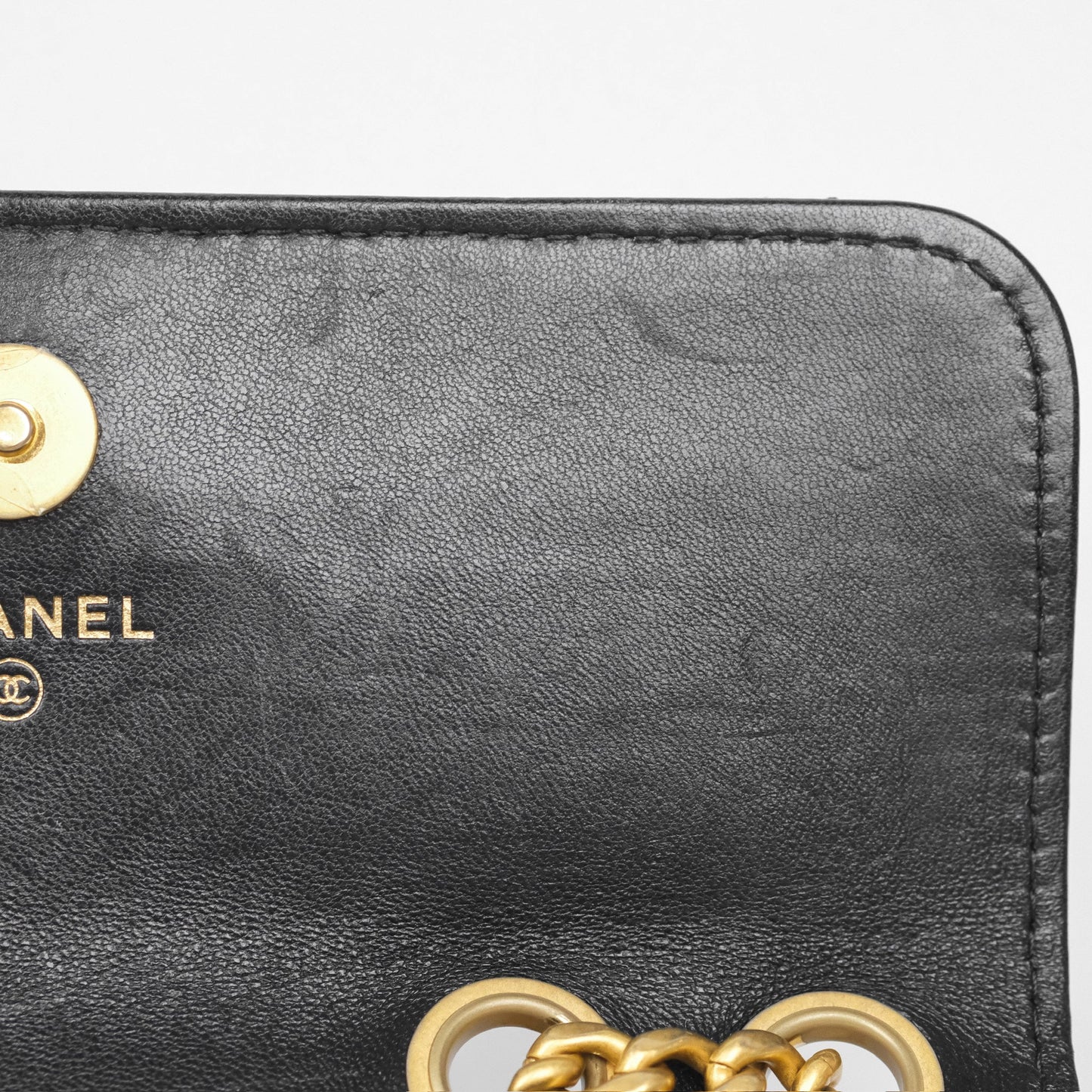 Chanel All Slide Adjustable Chain Phone Holder WOC Black Lambskin