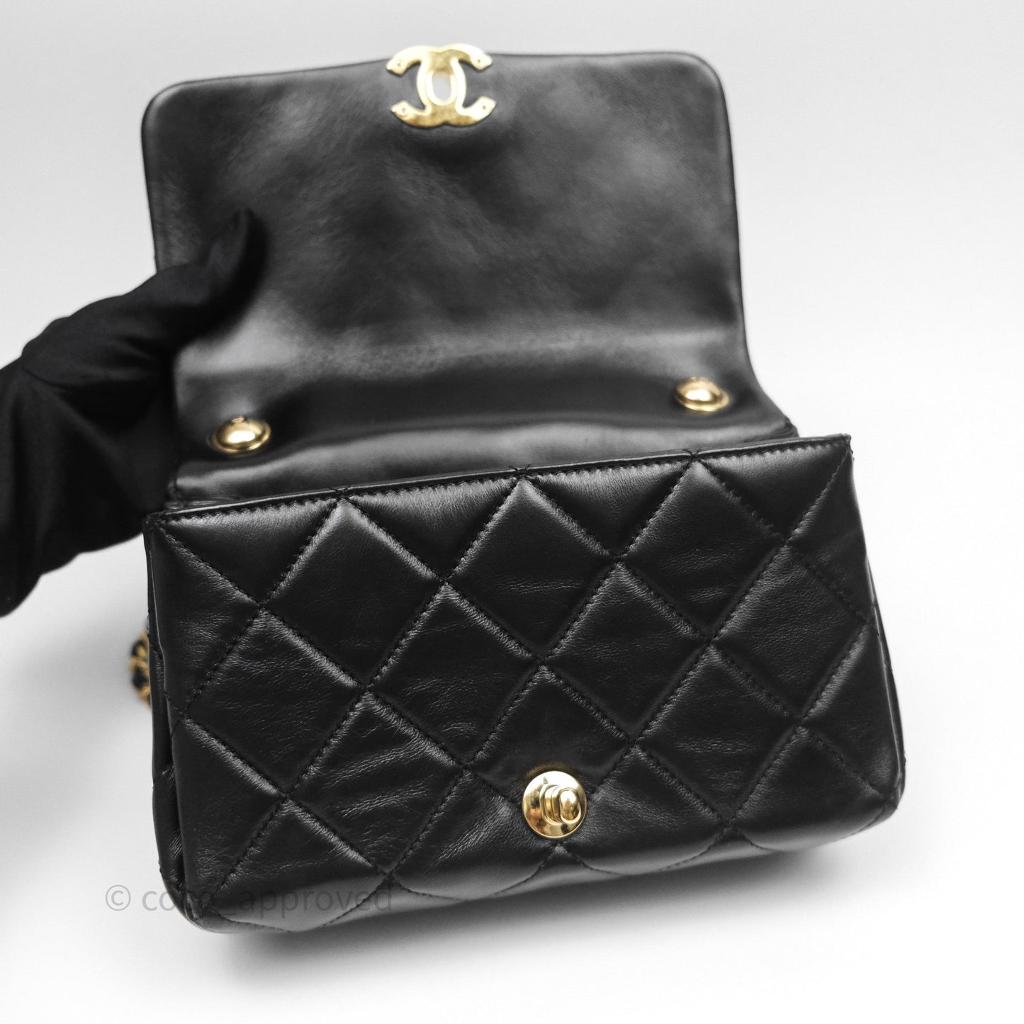 Chanel Quilted Color Match Chain Flap Black Lambskin Gold Hardware