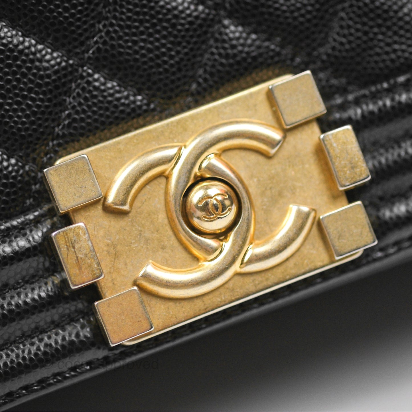 Chanel Quilted Medium Boy Black Caviar Aged Gold Hardware