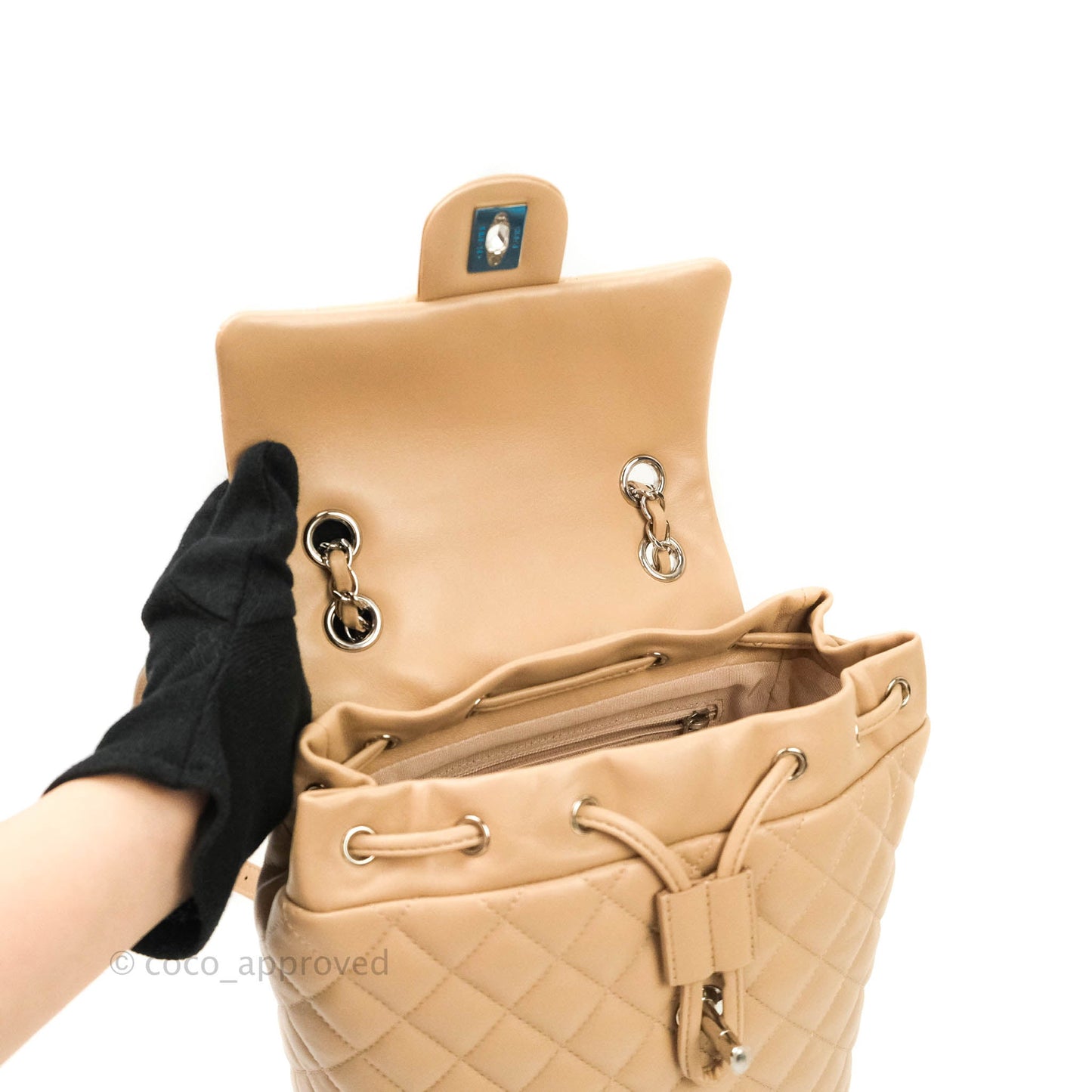 Chanel Quilted Small Urban Spirit Backpack Lambskin Beige Silver Hardware