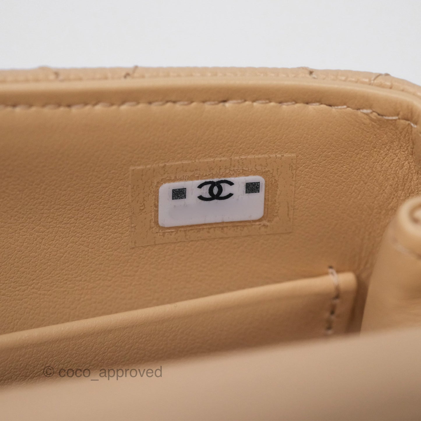 Chanel Coco Handle Clutch with Chain Quilted Beige Caviar Gold Hardware