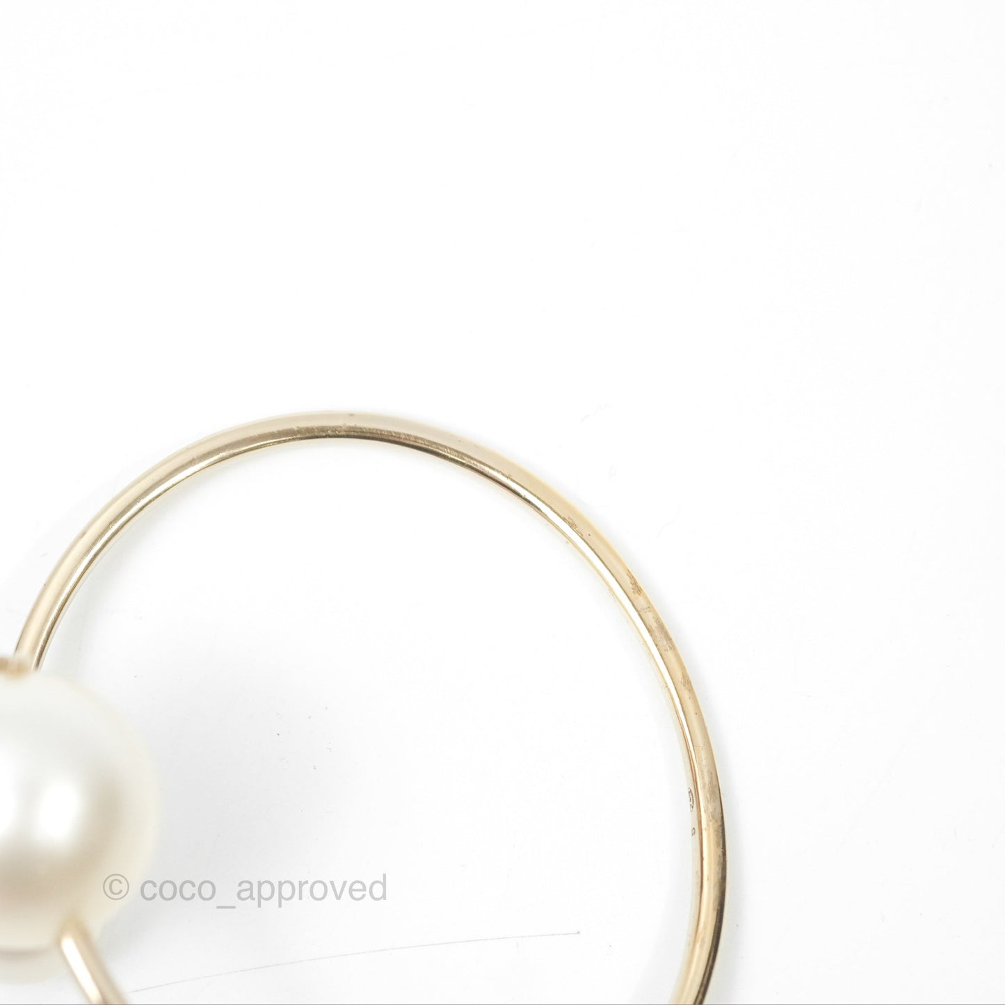 Chanel CC Pearl Bangle Gold Tone 14B