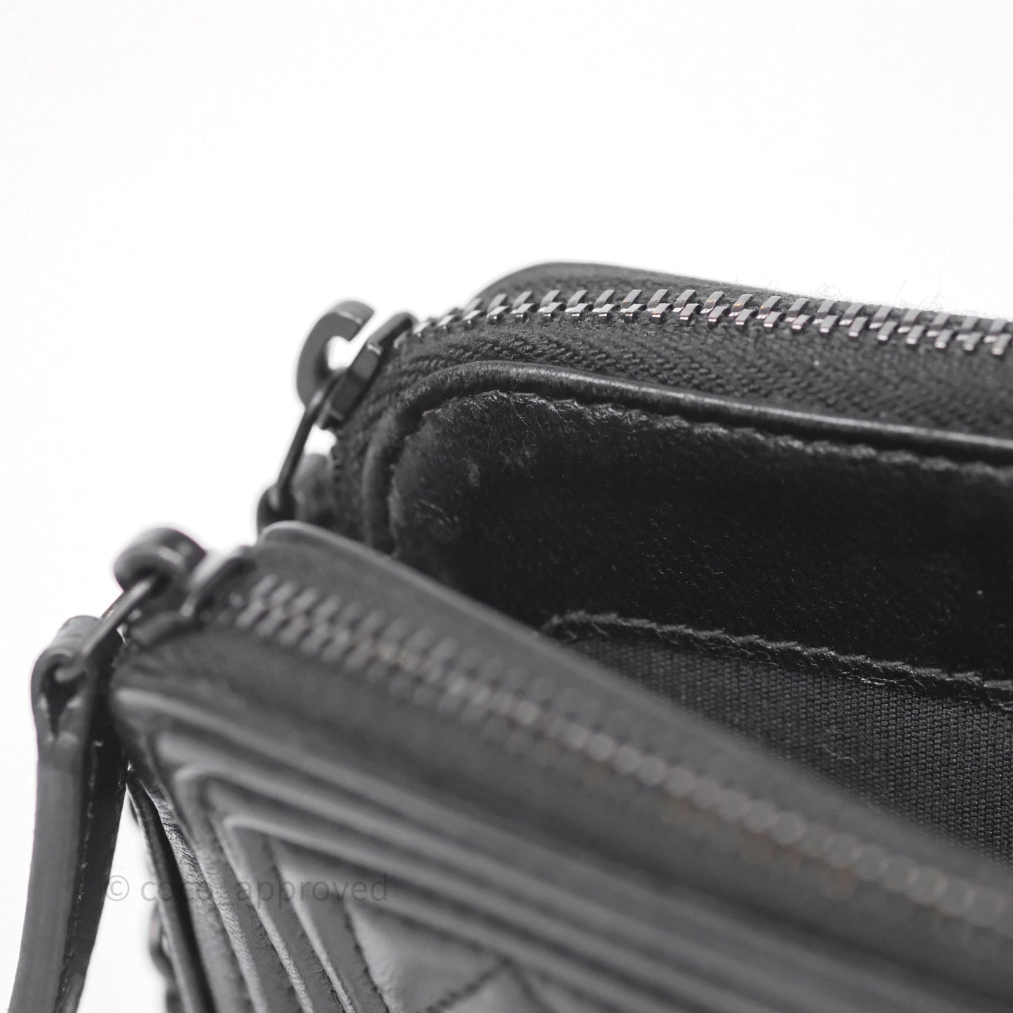 Chanel Boy Double Zip Clutch On Chain So Black Lambskin