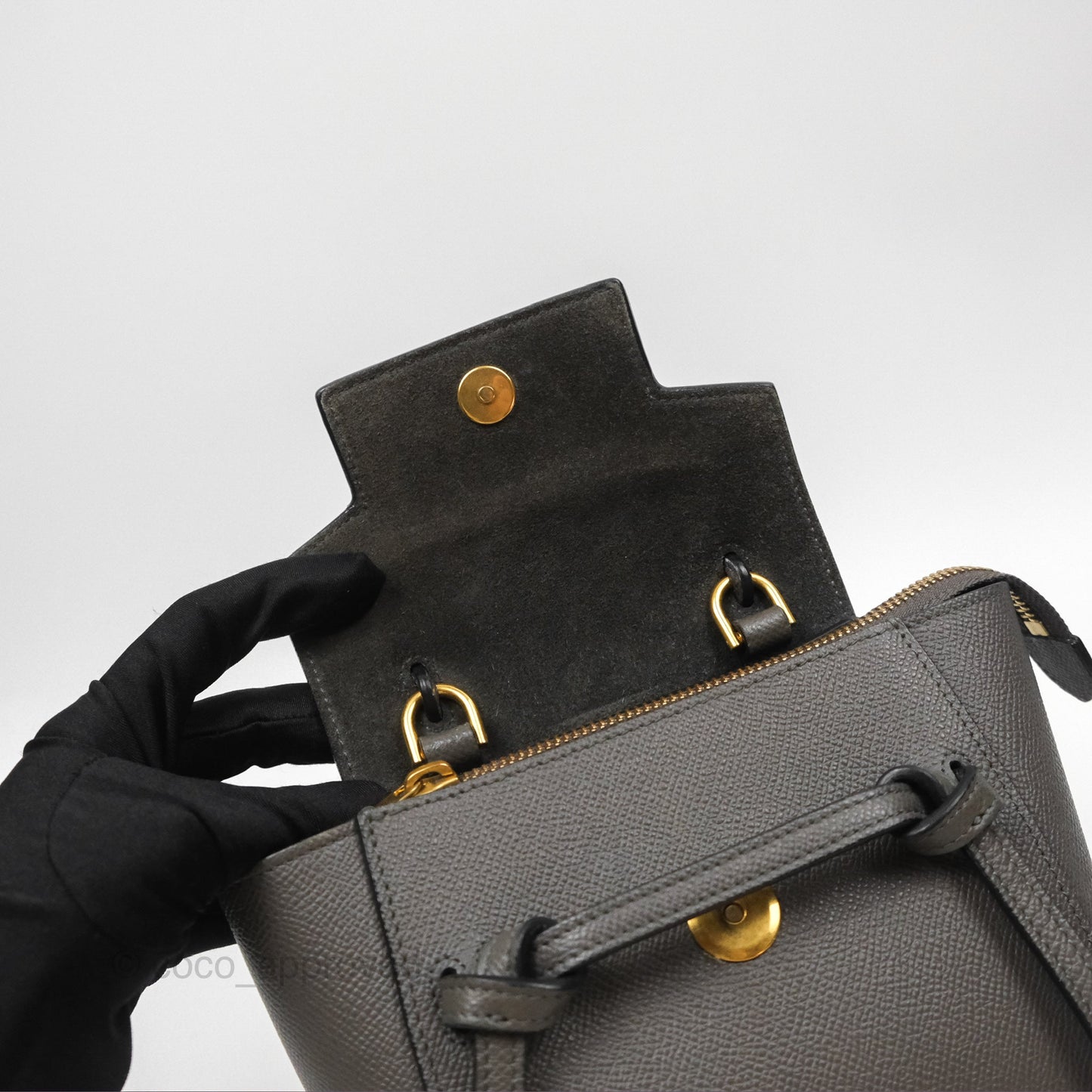 Celine Pico Belt Bag Grey Grained Calfskin Gold Hardware