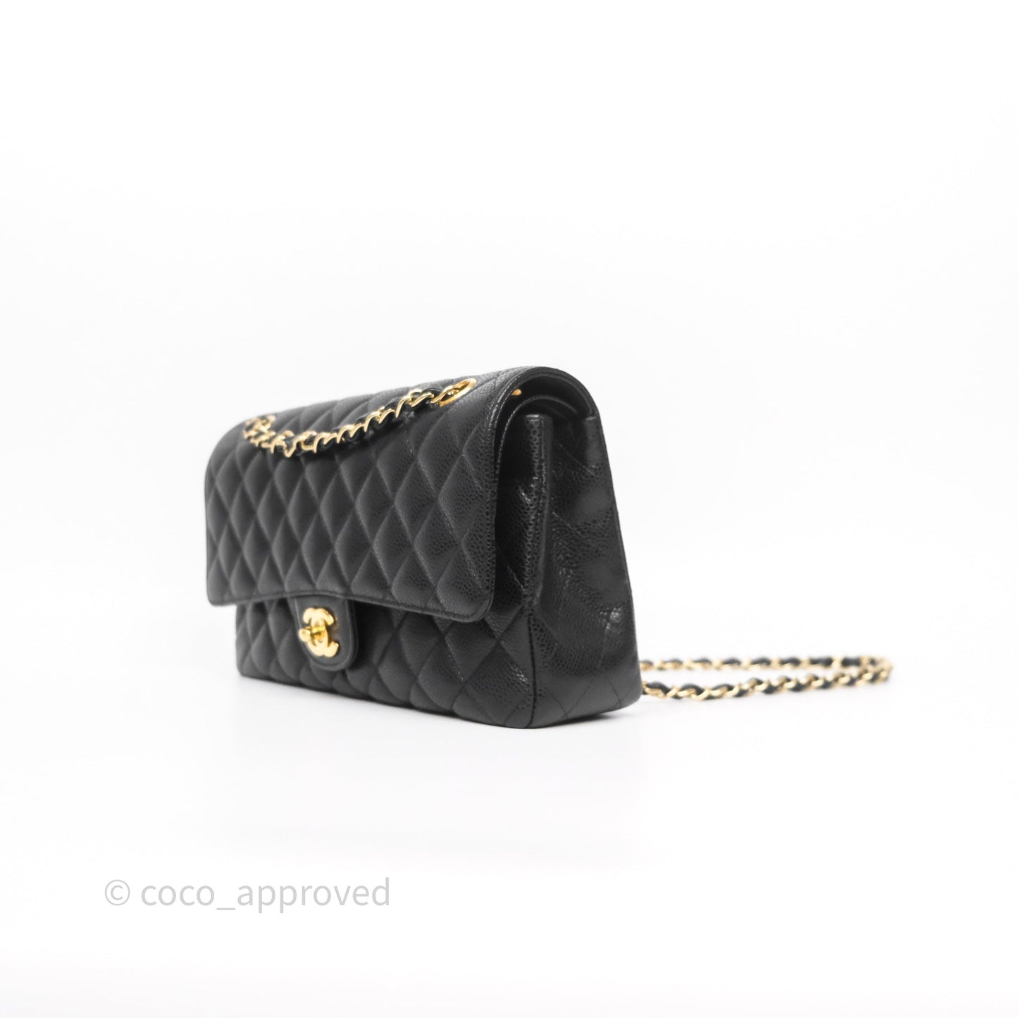 Chanel Classic M/L Medium Flap Quilted Black Caviar Gold Hardware