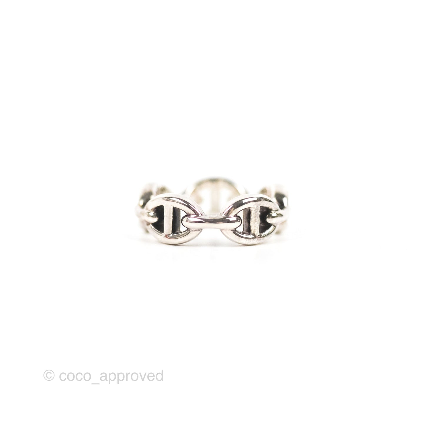 Hermès Chaine d'Ancre Enchainee Band Ring PM Sterling Silver Size 51