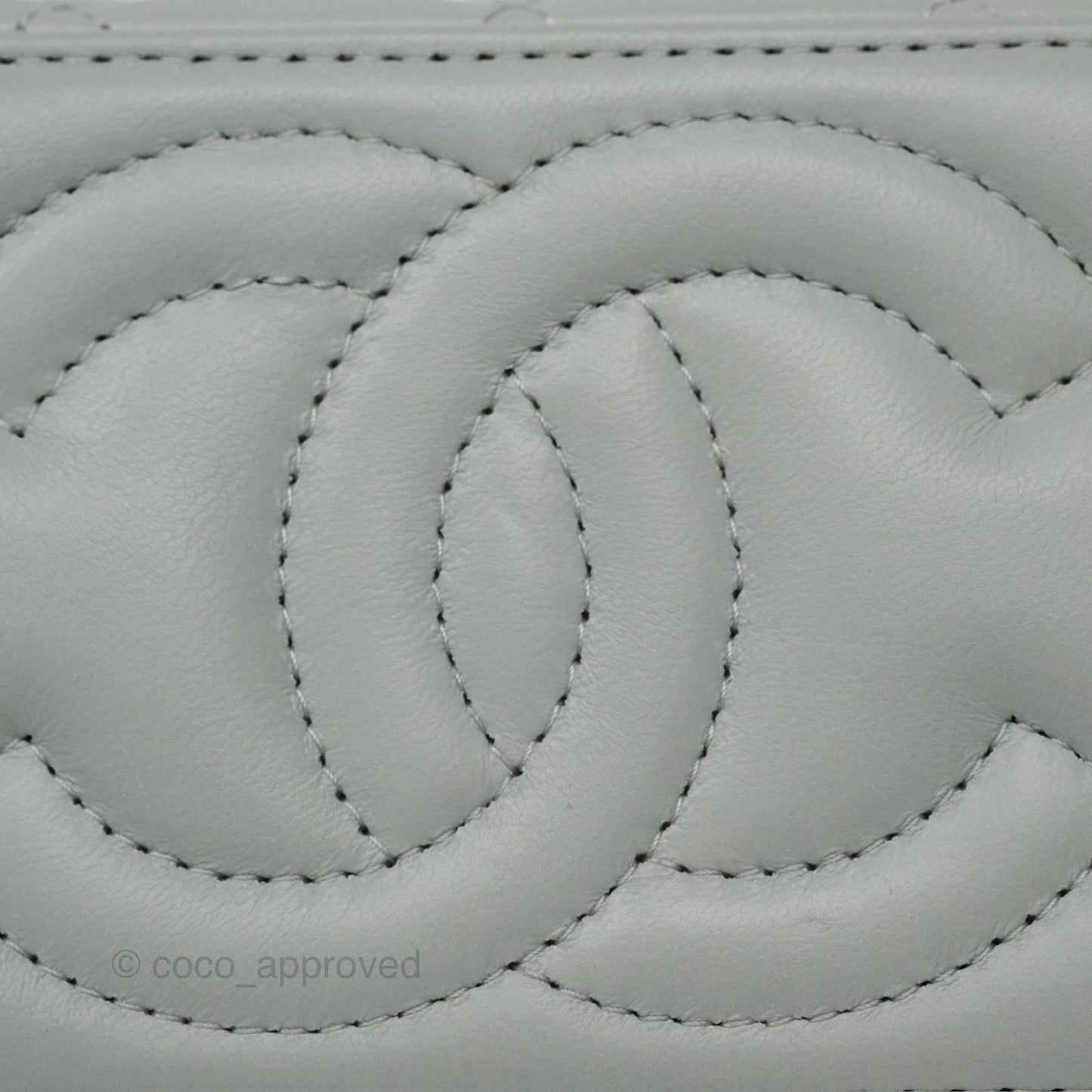 Chanel Quilted Vanity Rectangular with Chain Grey Blue Lambskin Gold Hardware