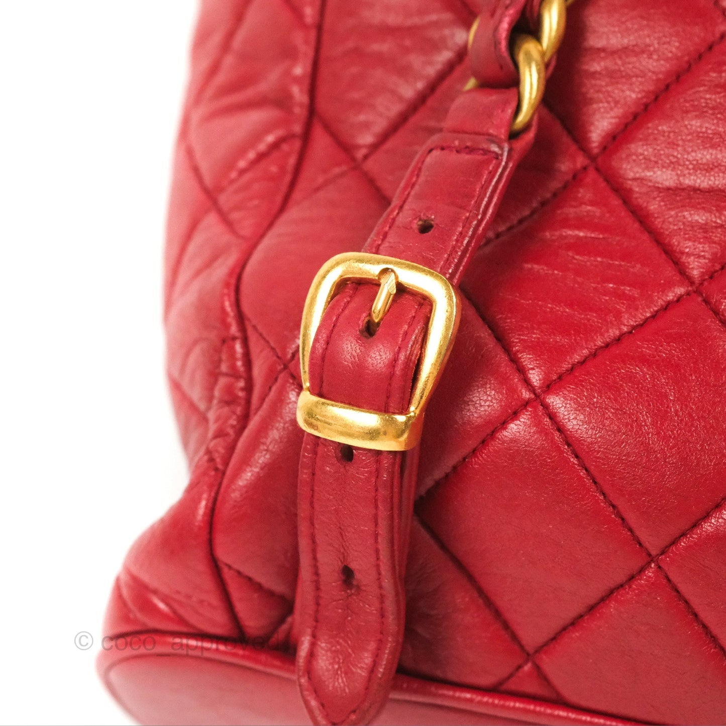 Chanel Vintage CC Duma Backpack Red Lambskin 24K Gold Hardware