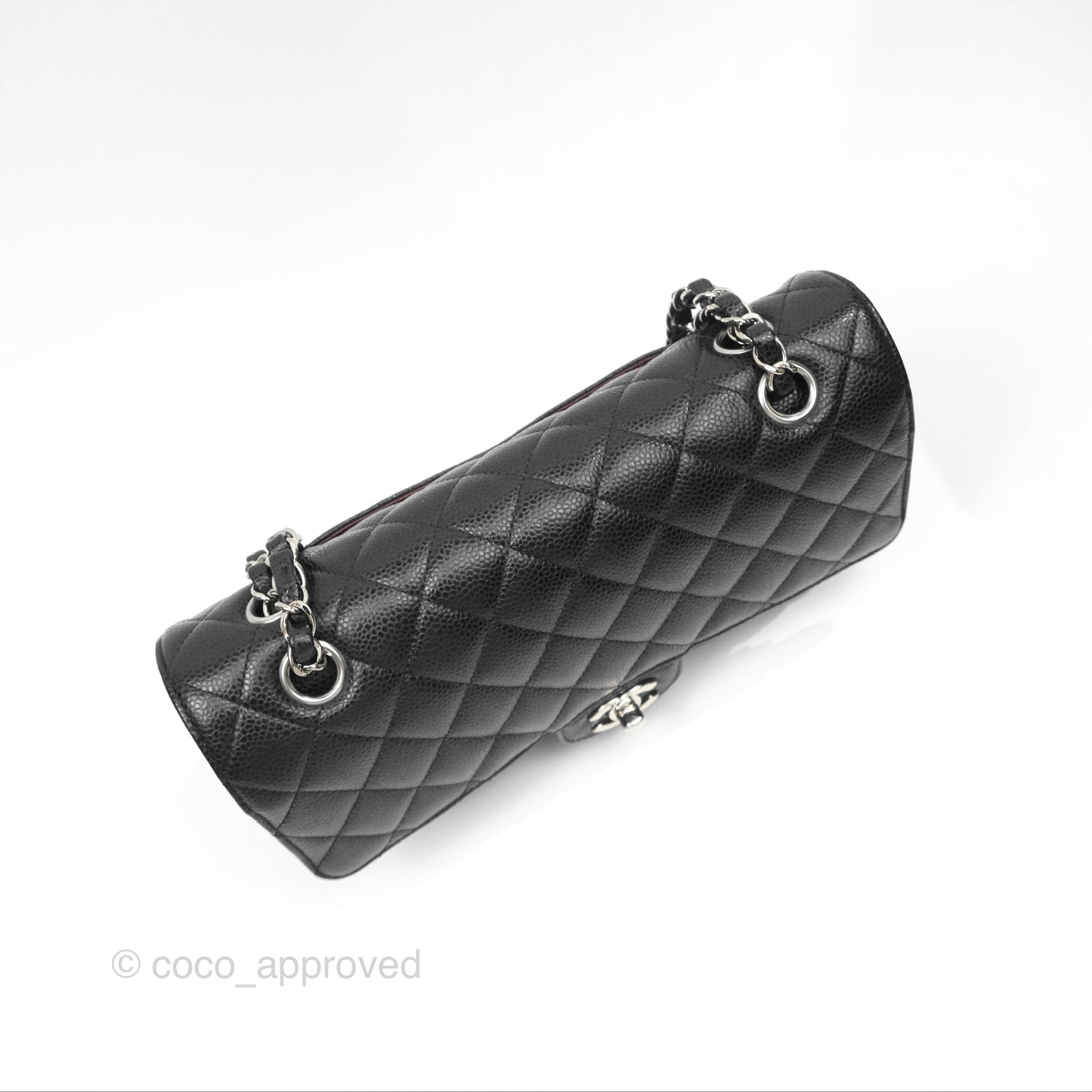 Chanel Classic M/L Medium Flap Quilted Black Caviar Silver Hardware