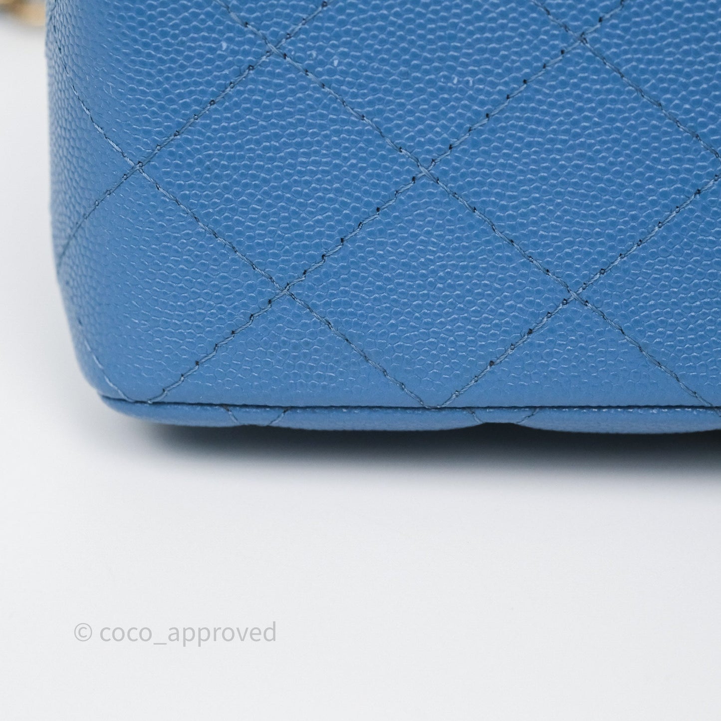 Chanel Small Classic Quilted Flap Blue Caviar Gold Hardware