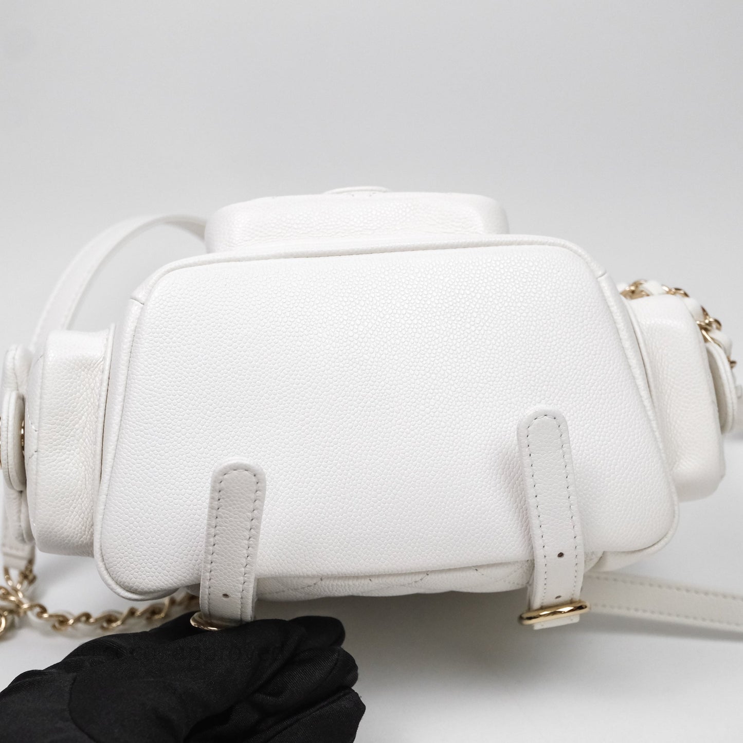 Chanel Small Duma Backpack Caviar White Gold Hardware