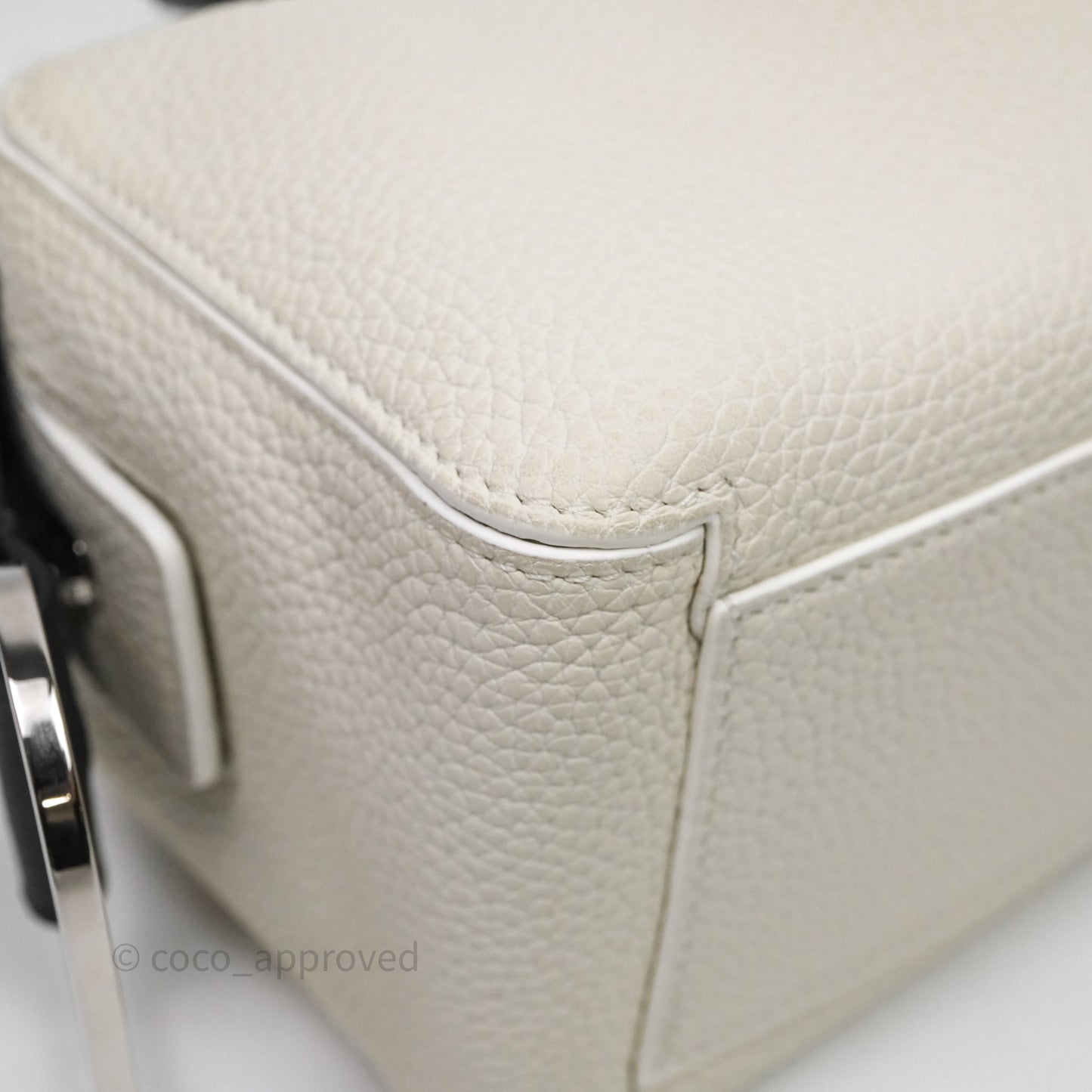 Delvaux Cool Box Mini Taurillon Soft Grained White/Black Calfskin Silver Hardware