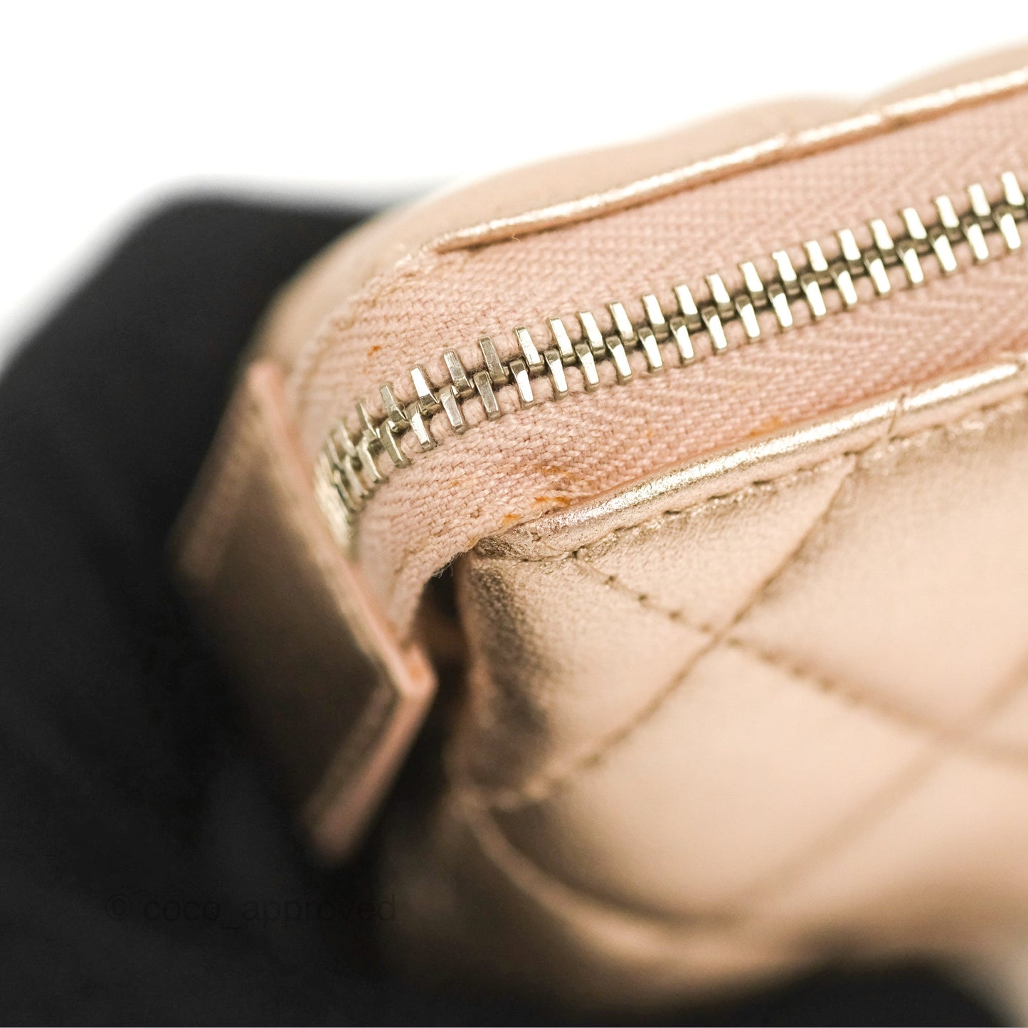Chanel Toiletry Pouch Metallic Rose Gold Lambskin Silver Hardware