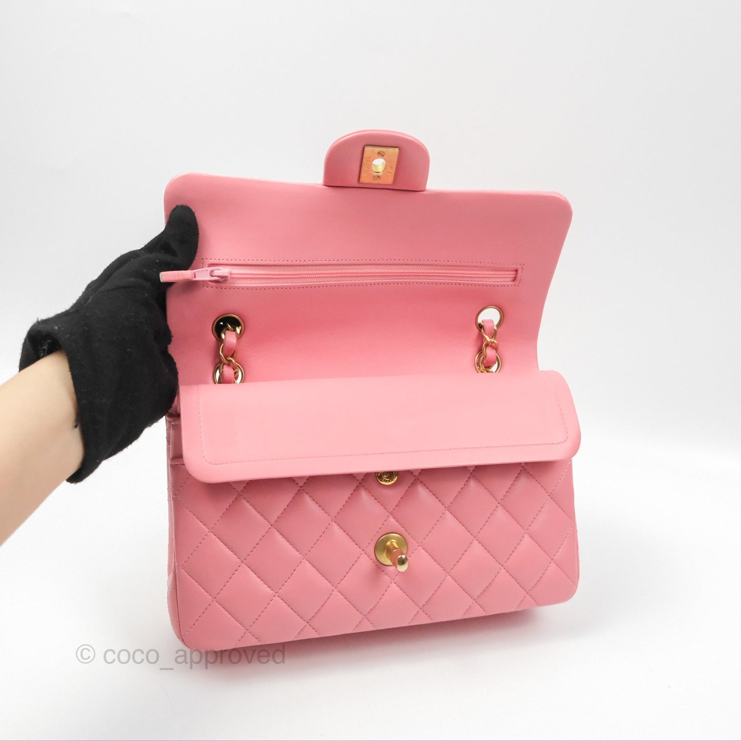 Chanel Small Classic Quilted Flap Pink Lambskin Gold Hardware