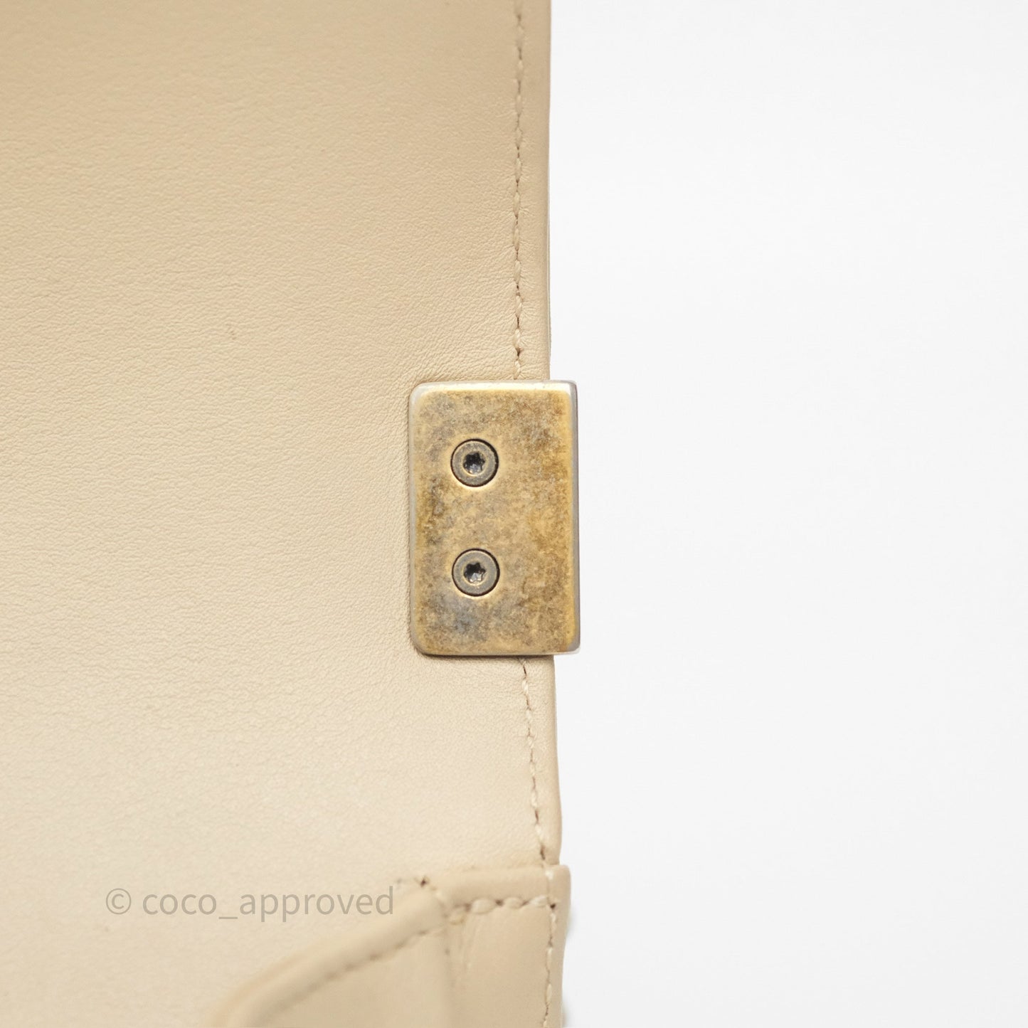 Chanel Small Boy Stingray Beige Antique Gold Hardware