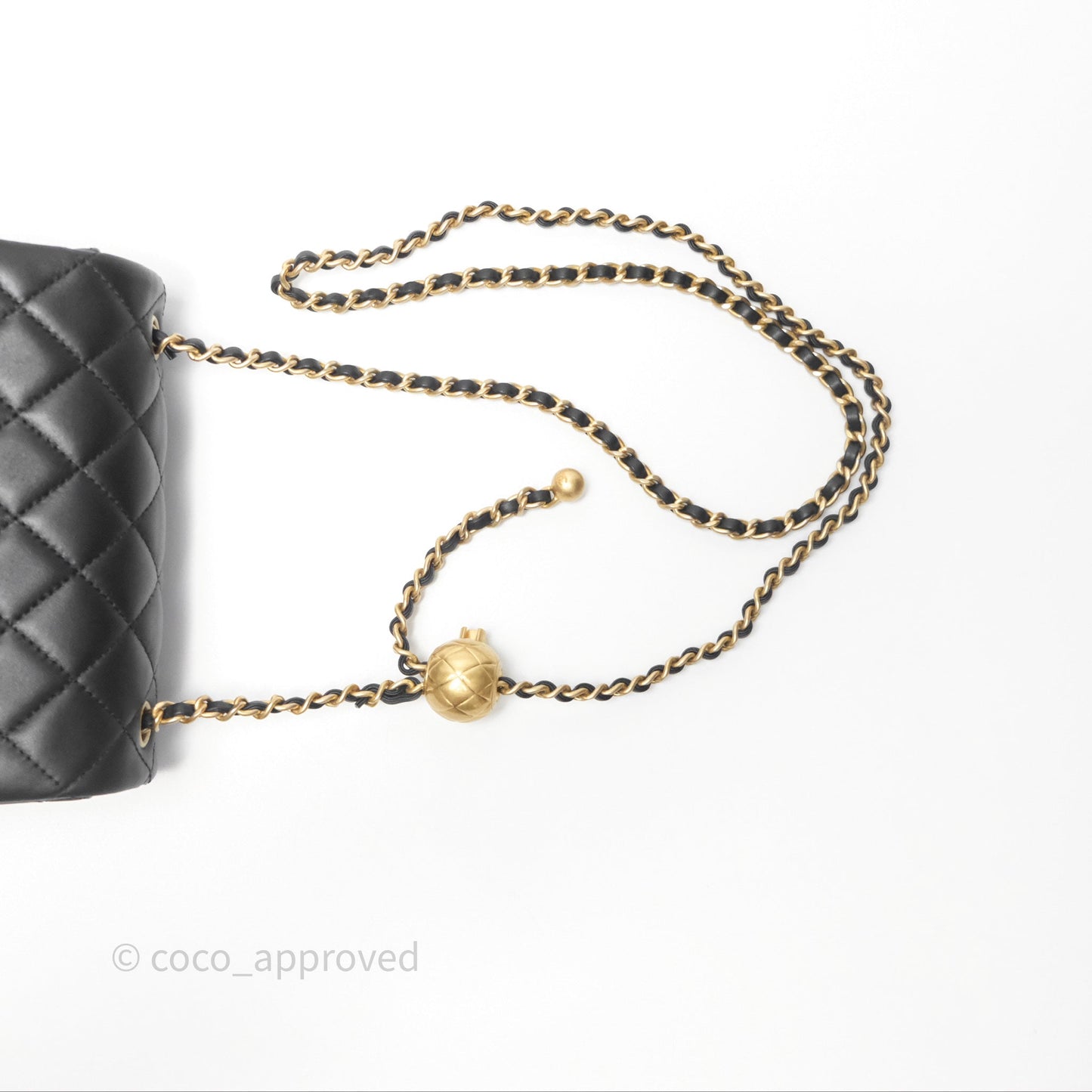 Chanel Pearl Crush Mini Square Quilted Black Lambskin Aged Gold Hardware