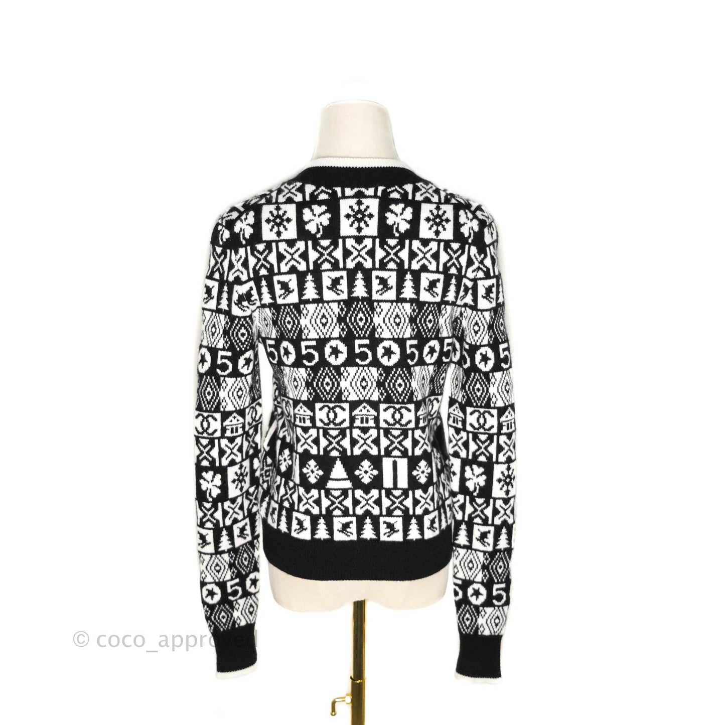 Chanel Black & White Cashmere Cardigan 19B