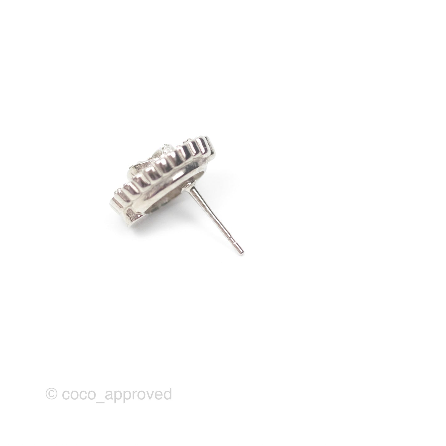 Chanel Crystal CC Earrings Silver Tone 22B