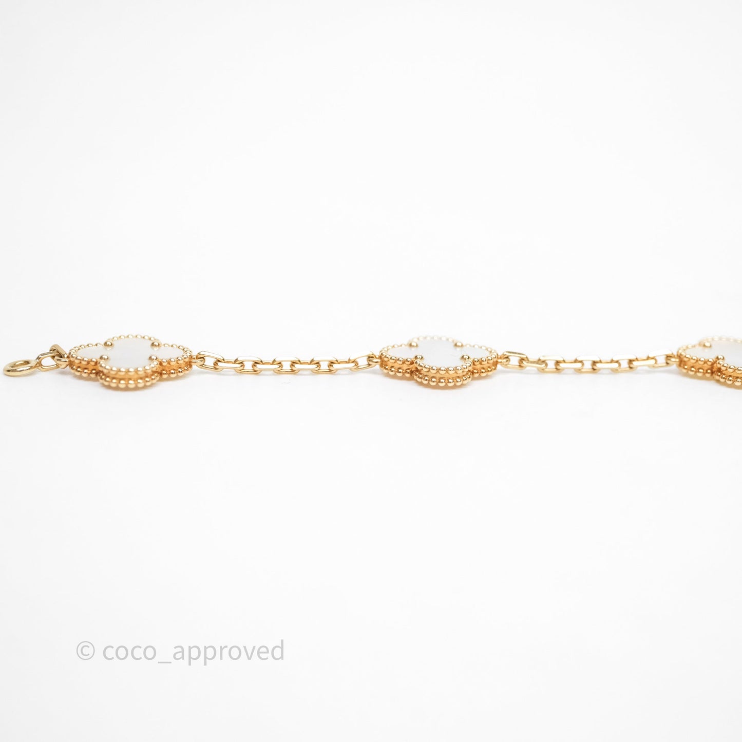 Van Cleef & Arpels Vintage Alhambra 5 Motifs White Yellow Gold Bracelet
