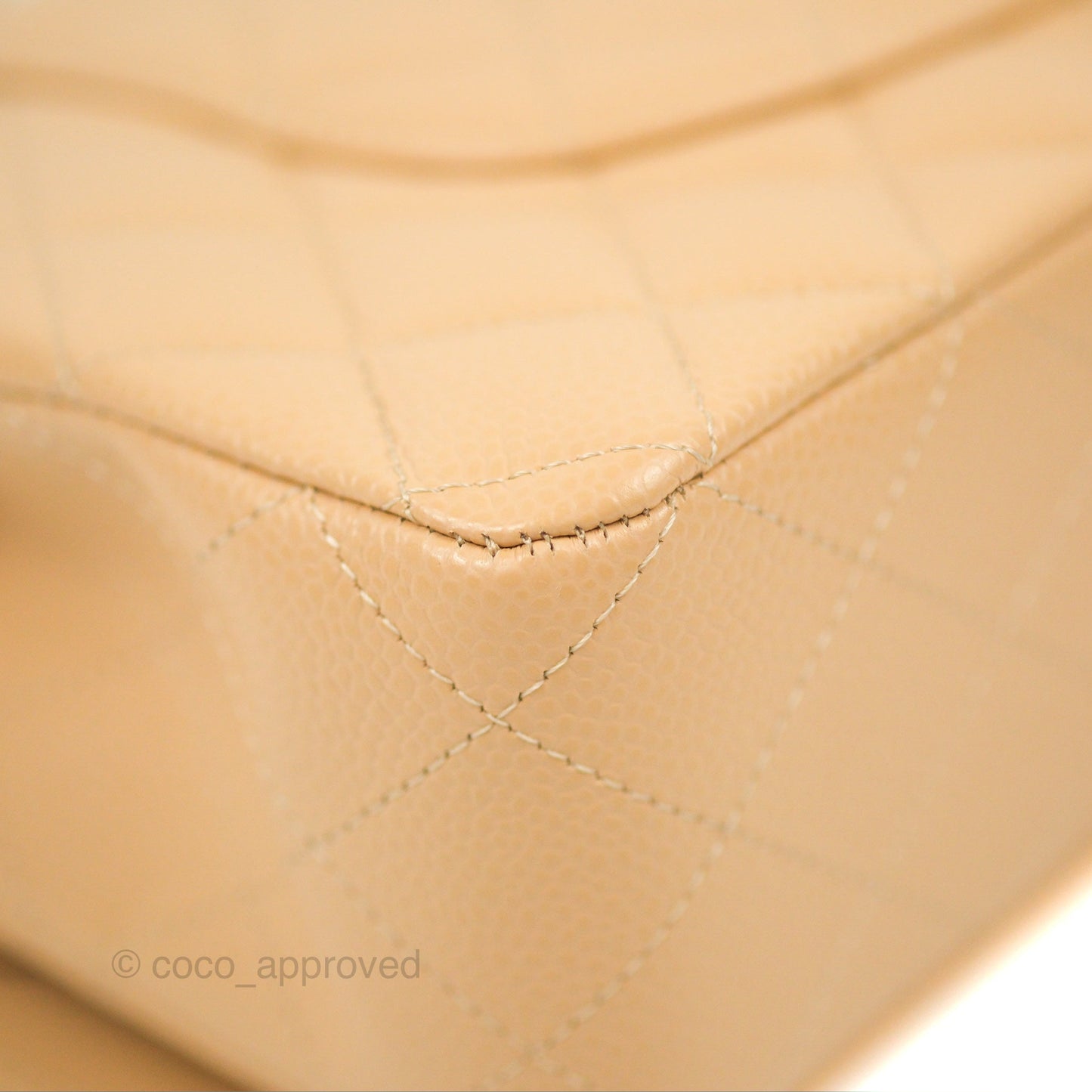 Chanel Classic M/L Medium Flap Quilted Beige Caviar Gold Hardware