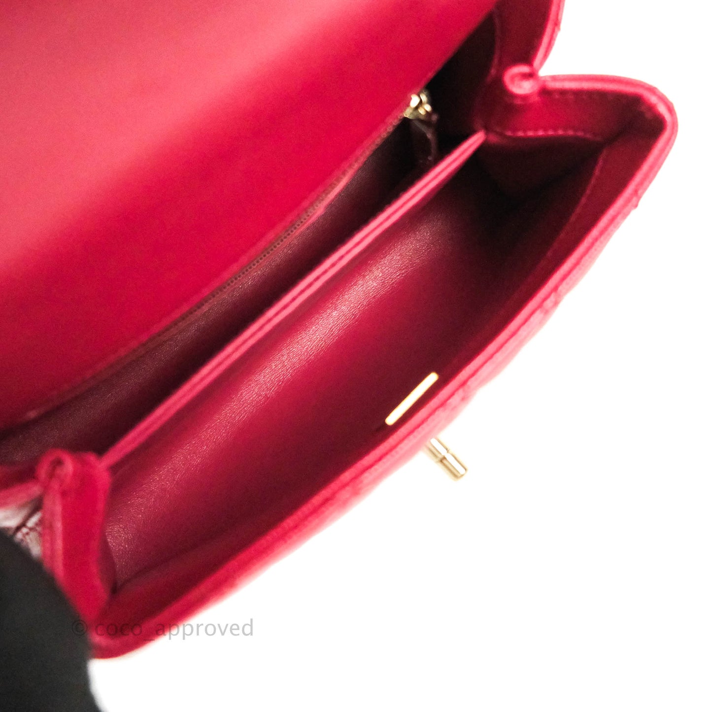 Chanel Mini (Small) Coco Handle Quilted Red Caviar Gold Hardware 21A