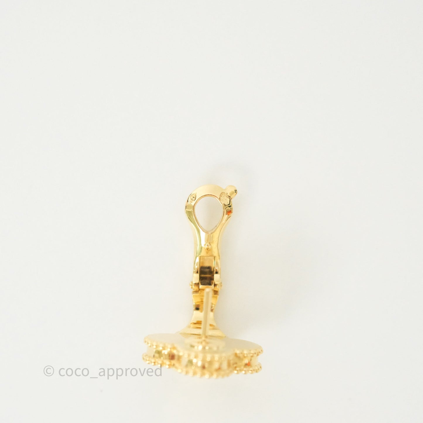 Van Cleef & Arpels 18K Yellow Gold Guilloche Vintage Alhambra Earrings