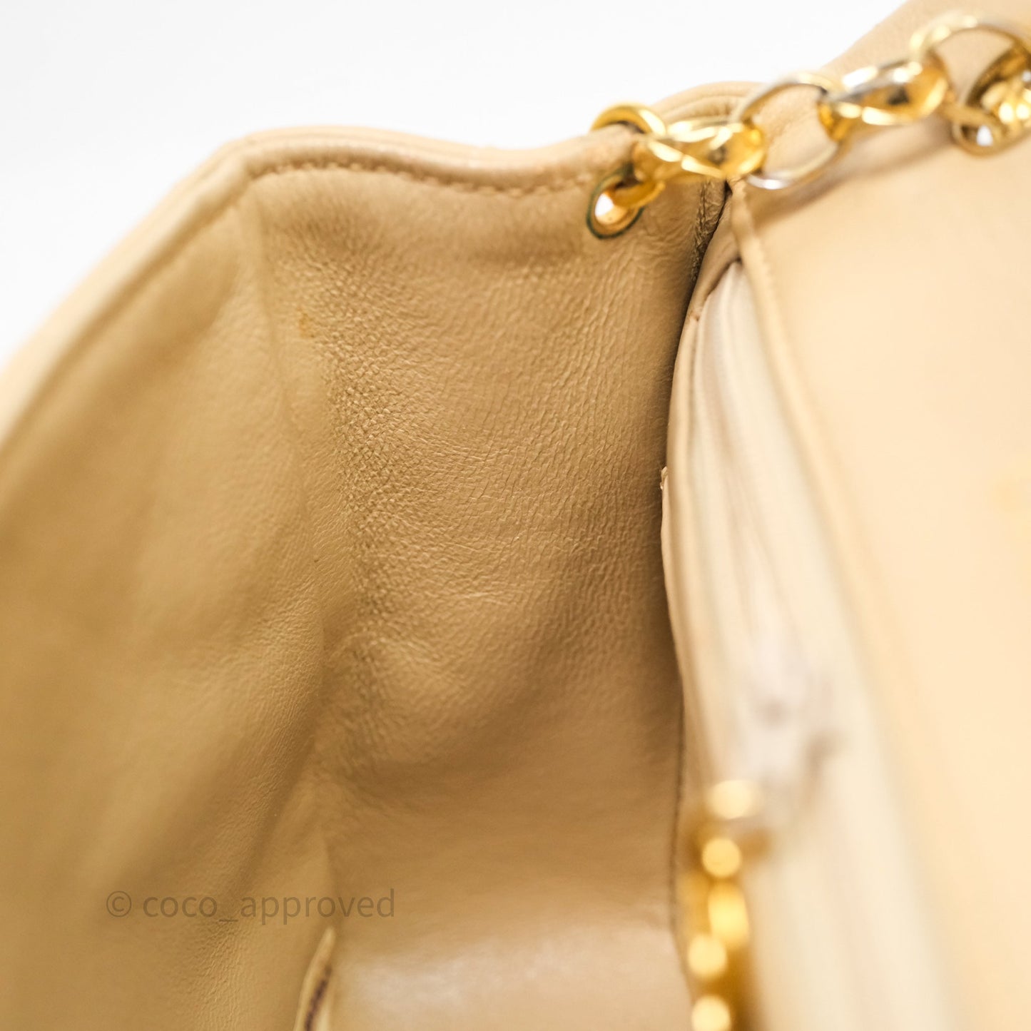 Chanel Vintage Mini Flap Bag Beige Lambskin Gold Hardware