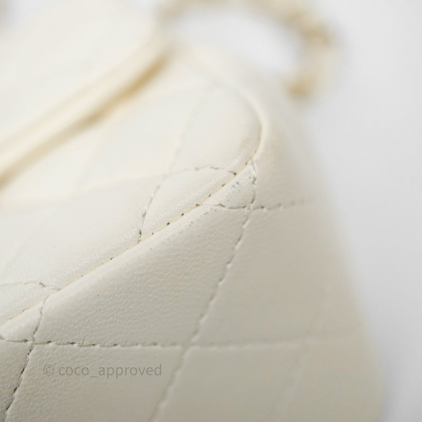 Chanel Quilted Mini Square White Lambskin Gold Hardware