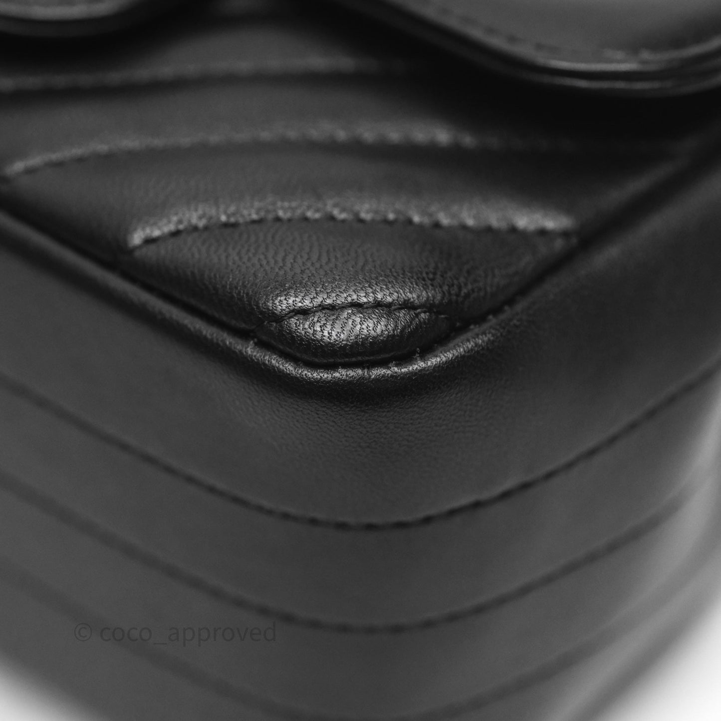 Chanel Mini Square Black Chevron Lambskin Gold Hardware
