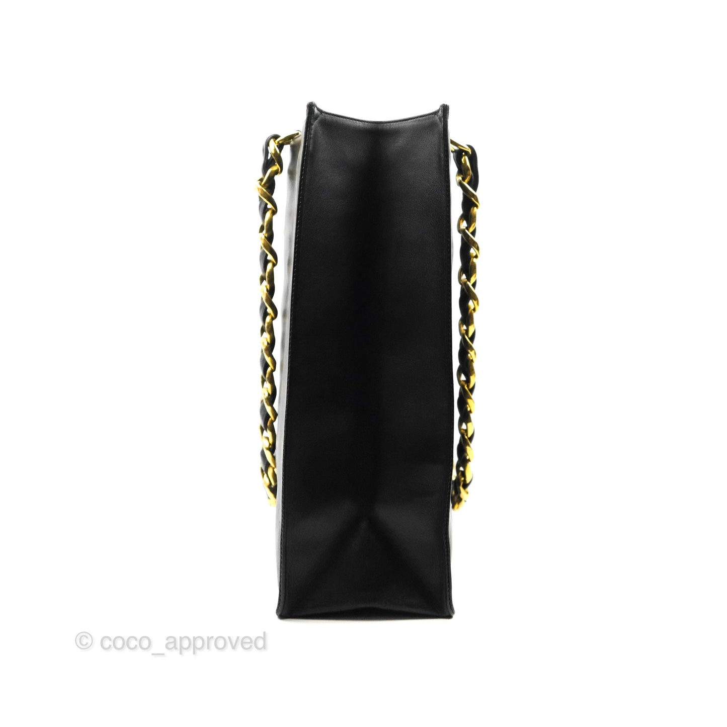 Chanel Vintage CC Chunky Chain Black Calfskin XL Tote 24K Gold Hardware