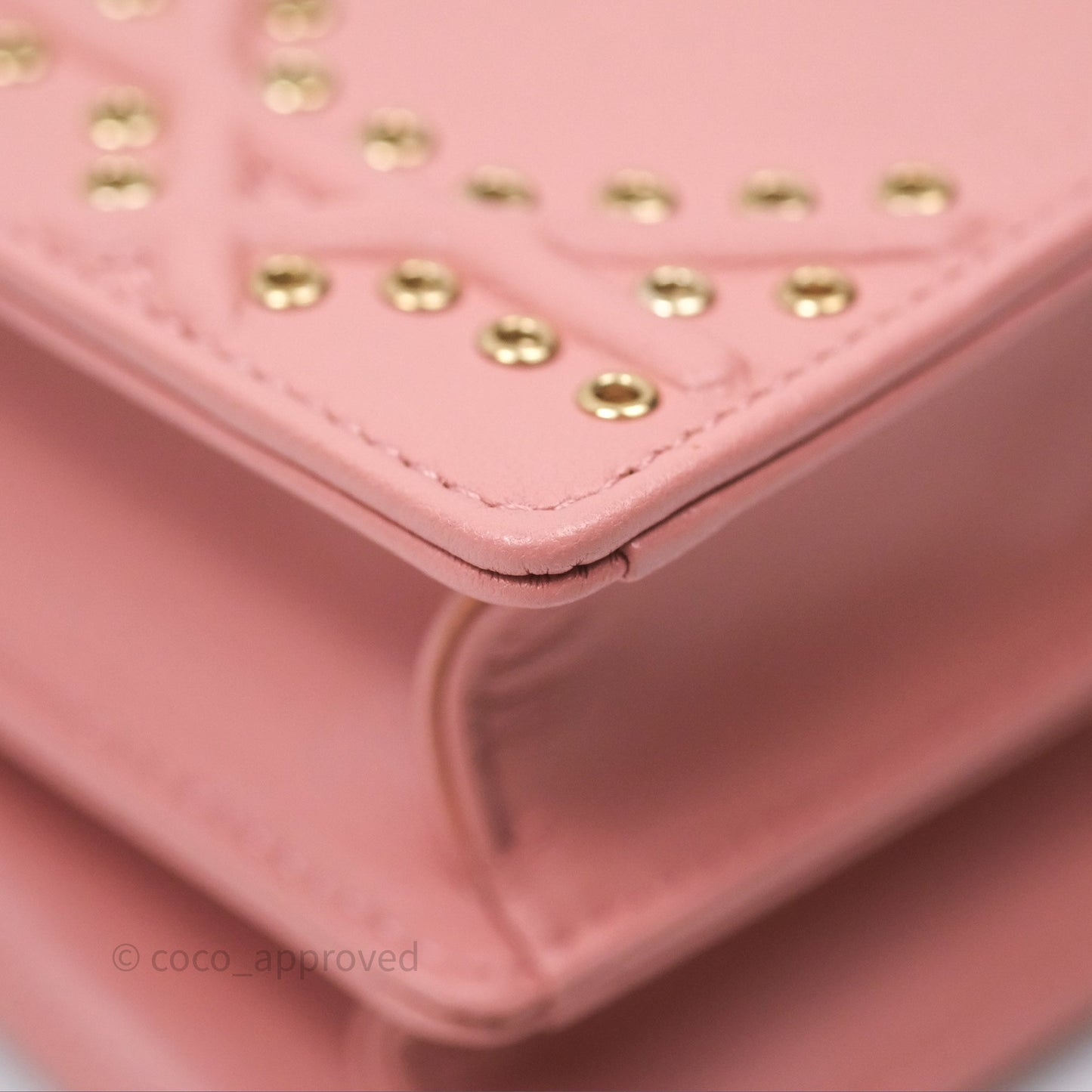 Christian Dior Lambskin Studded Vertical Diorama Dust Candy
