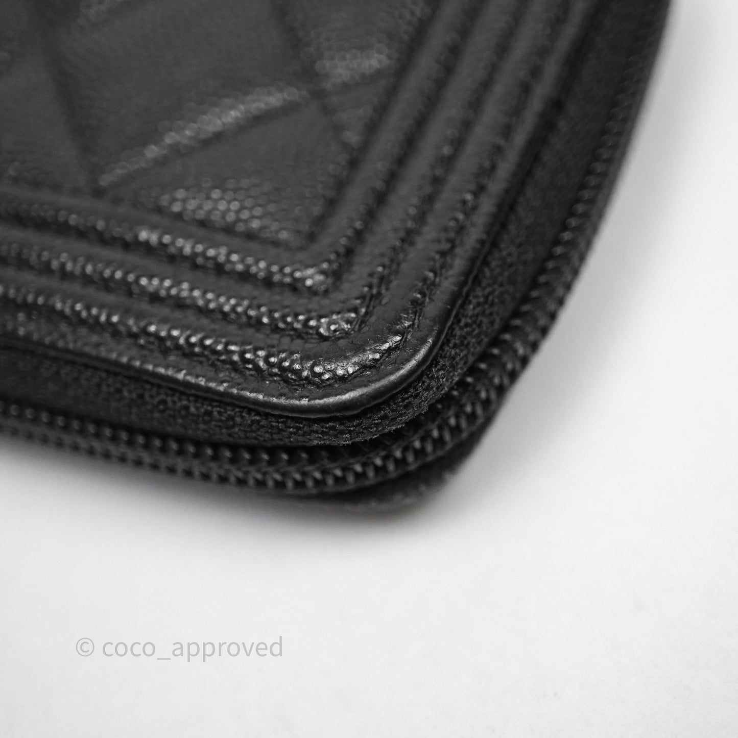 Chanel Boy Zip Wallet Black Caviar Gold Hardware