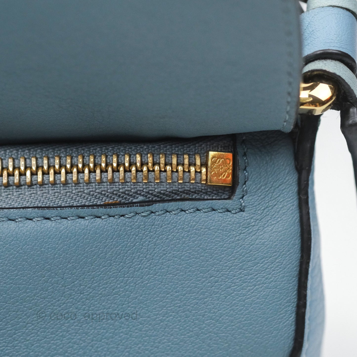 Loewe Small Puzzle Bag Blue Grained Calfskin Gold Hardware