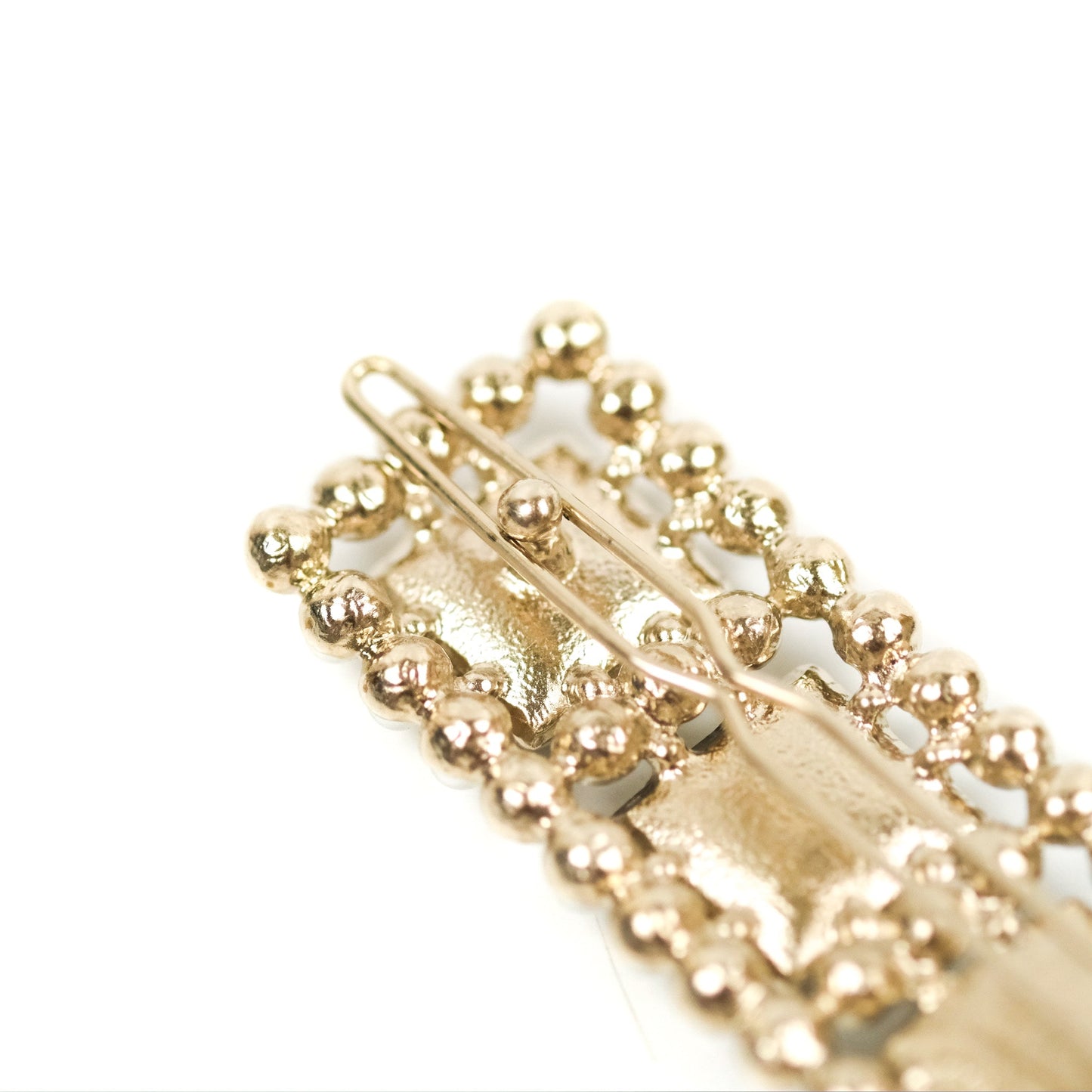 Chanel CC Pearl Grey Square Resin Hair Clip Gold Tone 21V