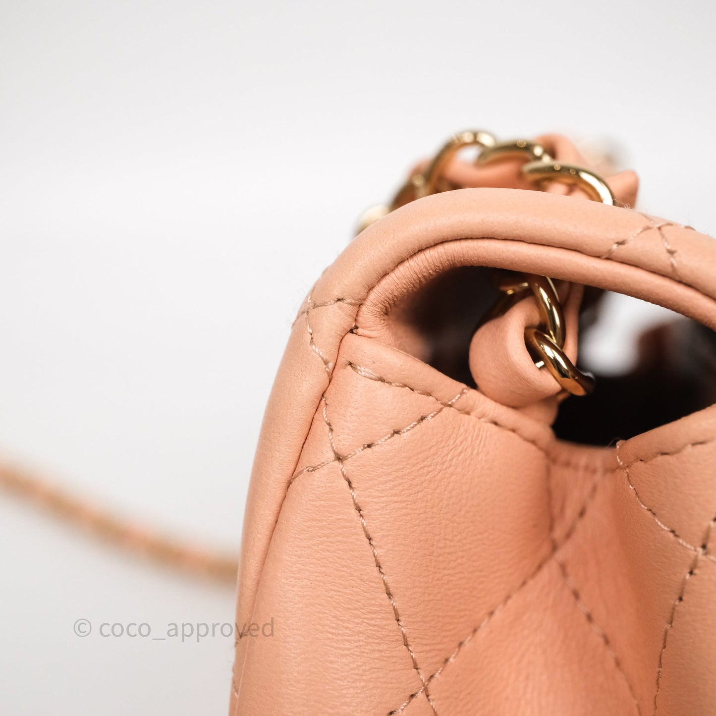 Chanel Mini Square Flap Quilted Orange Clair Lambskin Gold Hardware