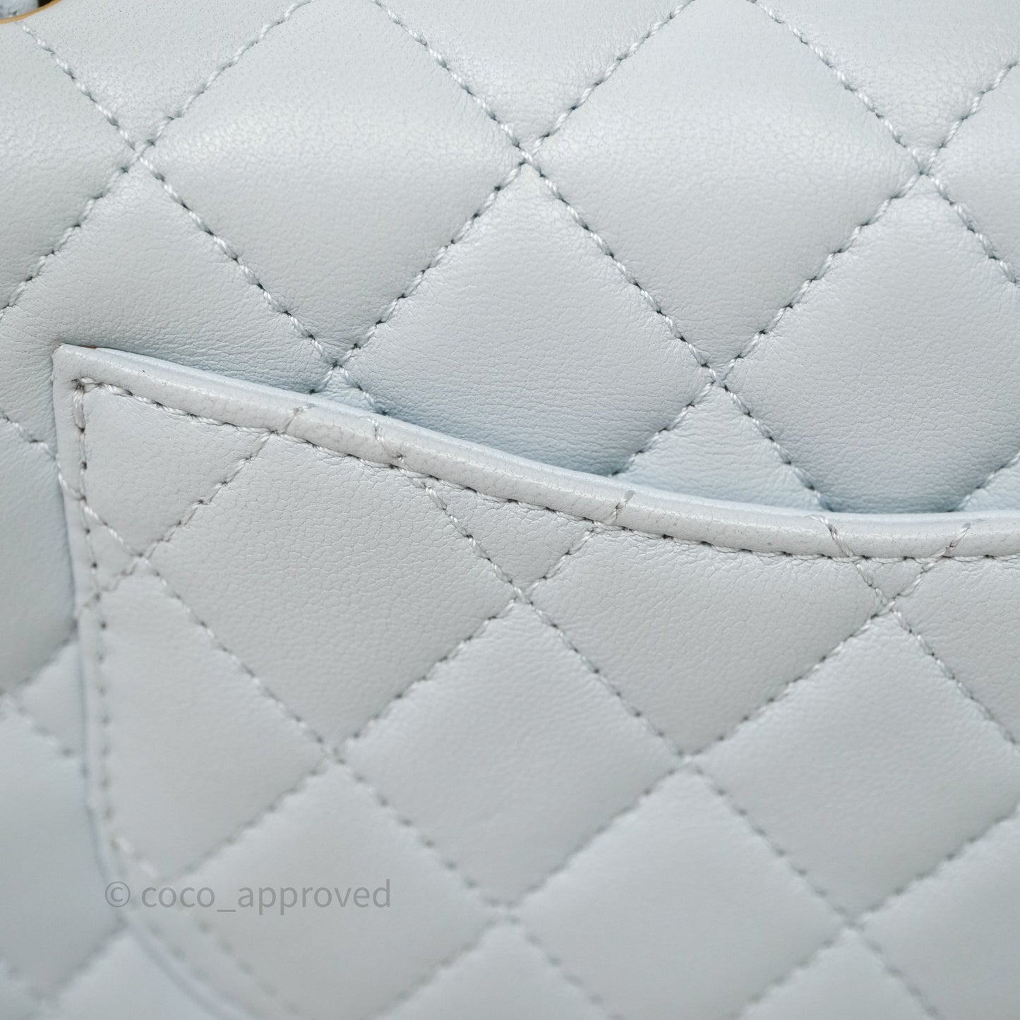 Chanel Pearl Crush Mini Rectangular Light Blue Lambskin Aged Gold Hardware