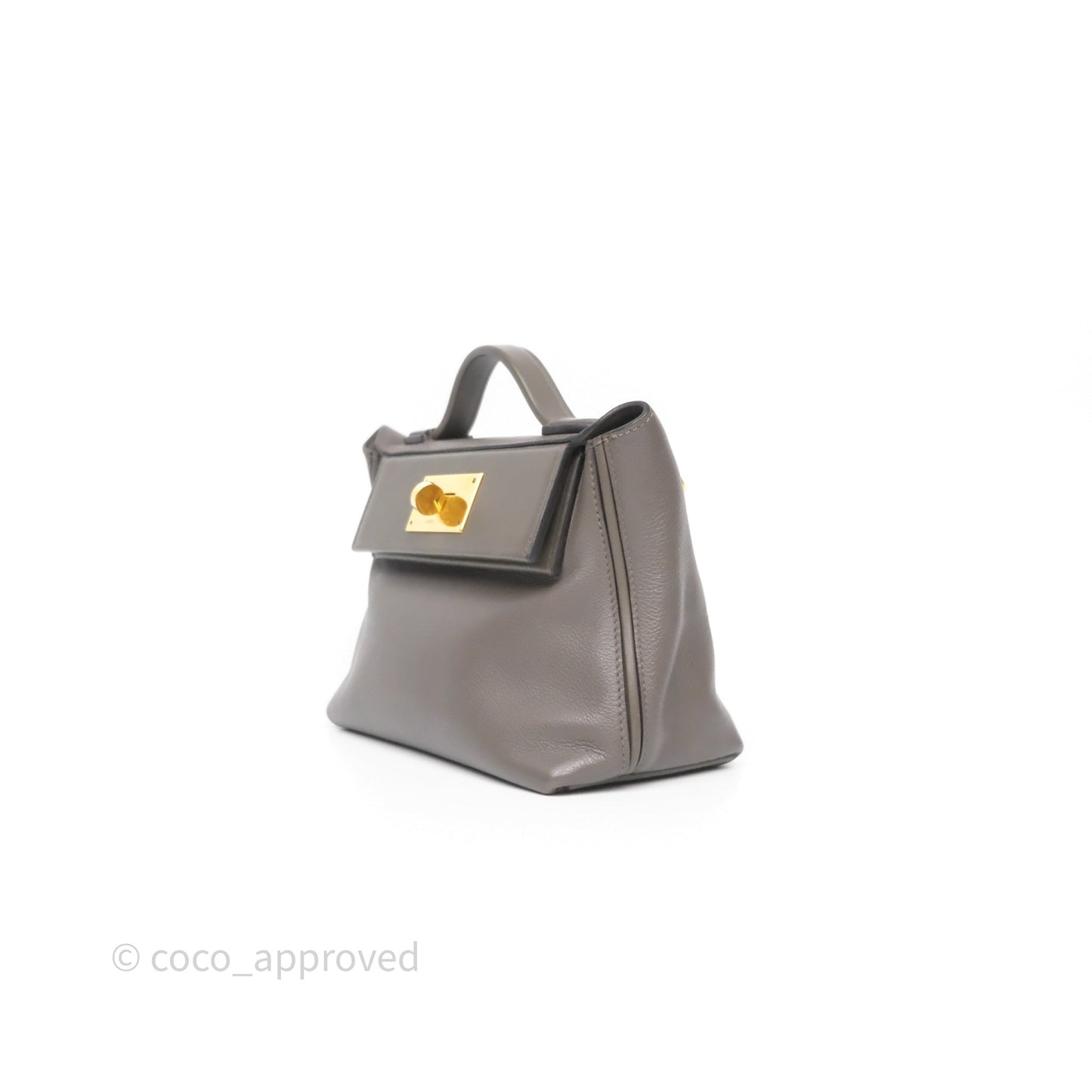 Hermès 24/24 21 Mini Gris Etain 8F Evercolor/ Swift Gold Hardware