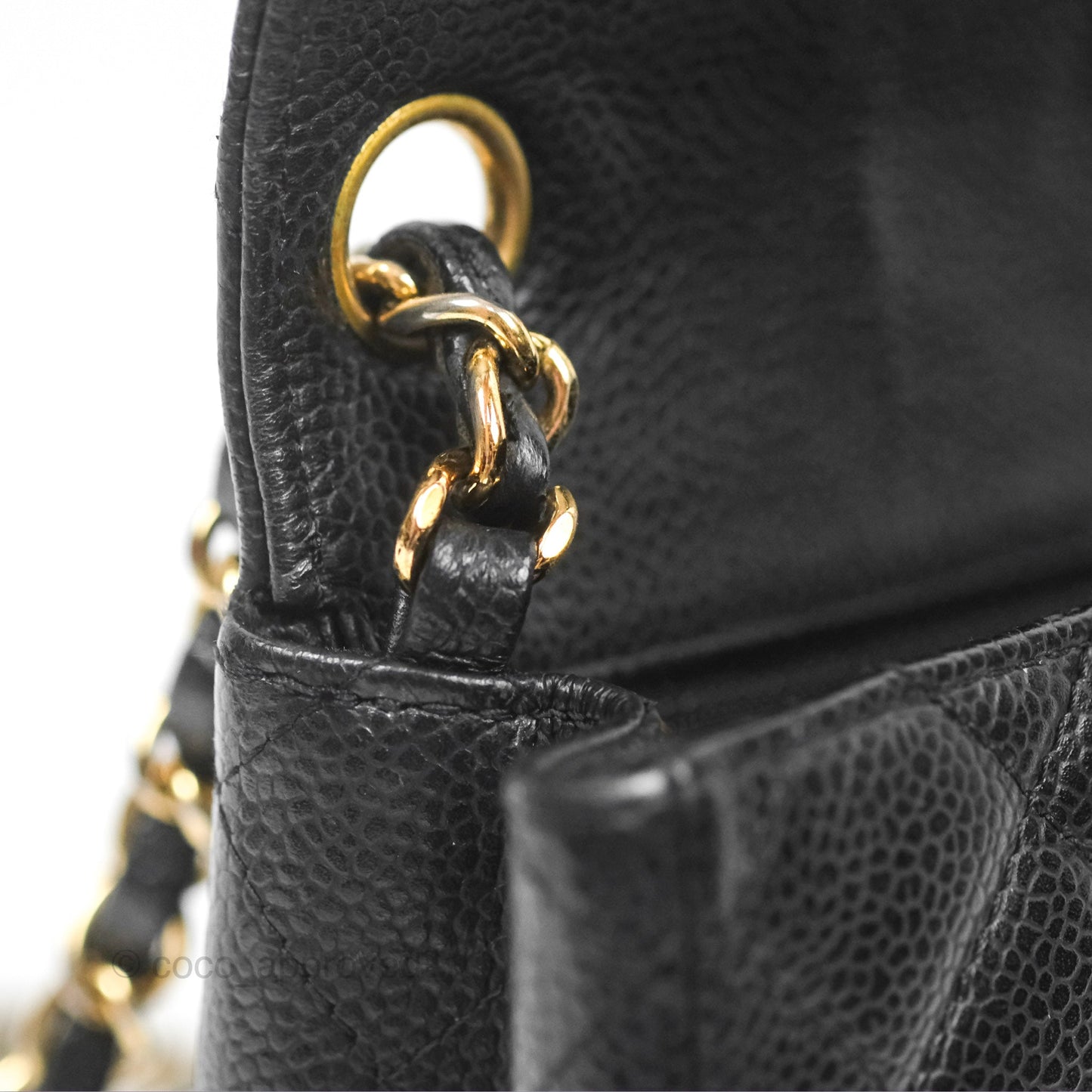 Chanel Vintage Mini Square Quilted Black Caviar Gold Hardware