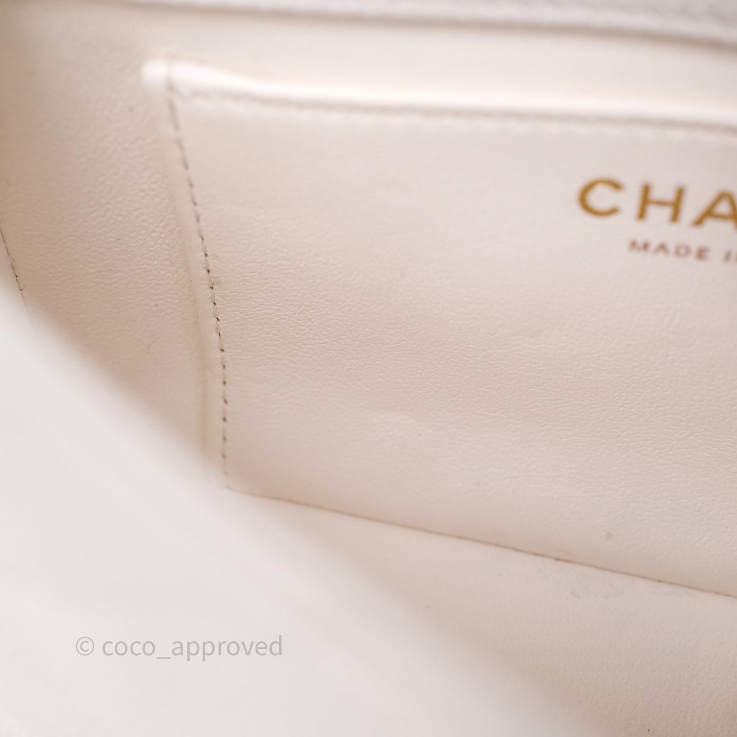 Chanel Heart Crush Mini Flap Bag White Caviar Aged Gold Hardware