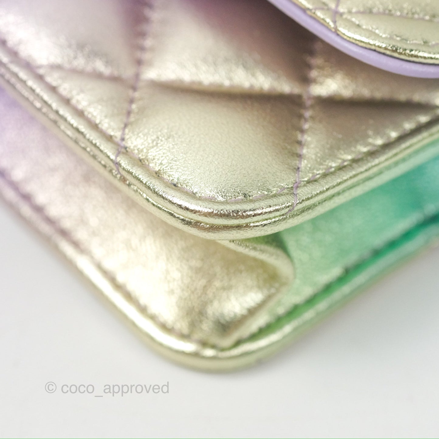 Chanel Mini WOC Phone Holder Metallic Rainbow Lambskin 24C