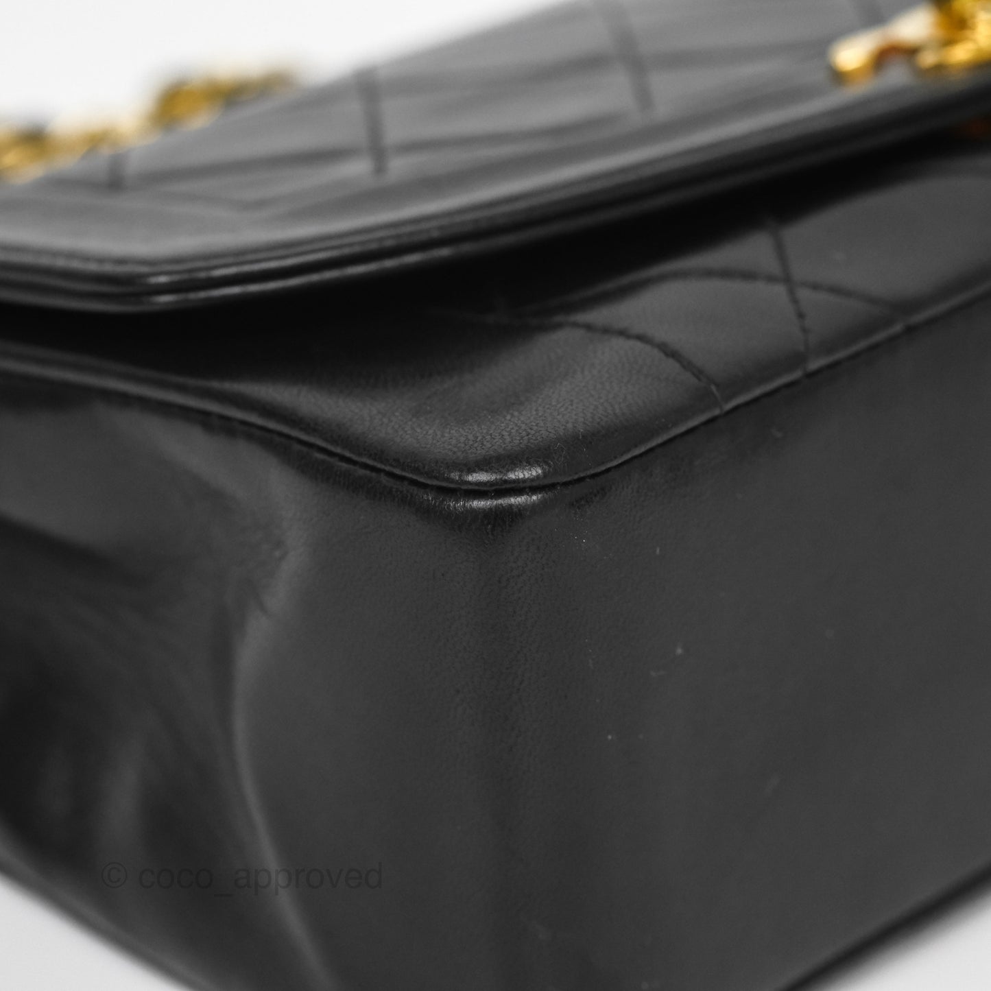 Chanel Vintage Small Classic Diana Quilted Black Lambskin 24K Gold Hardware