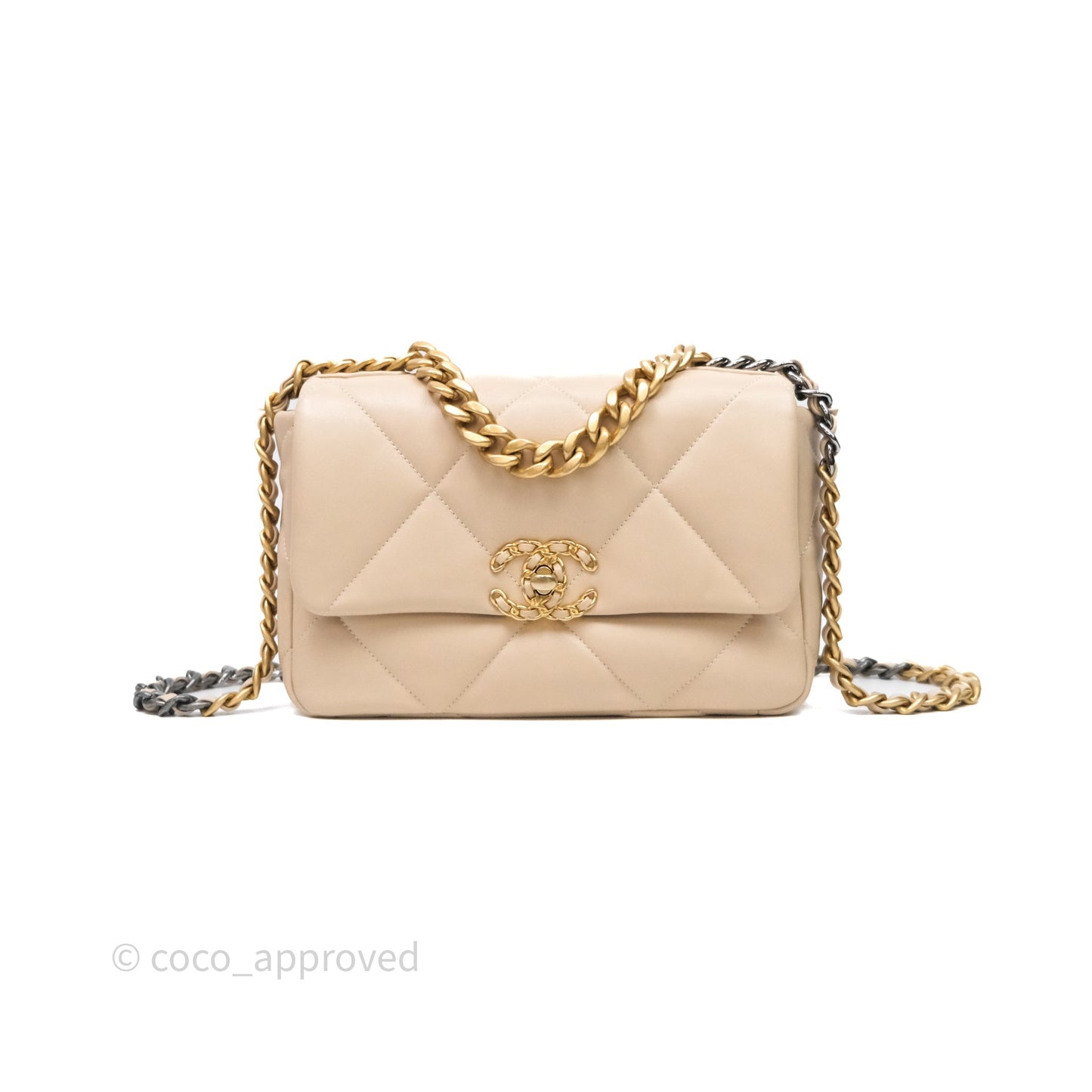 Chanel 19 Small Beige Lambskin Mixed Hardware