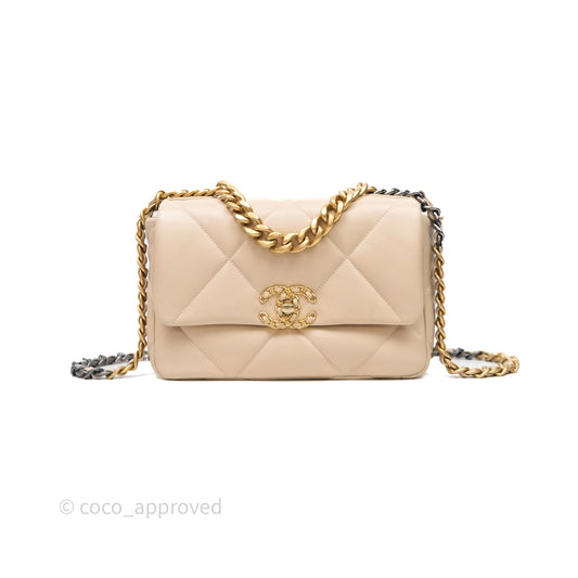 Chanel 19 Small Beige Lambskin Mixed Hardware