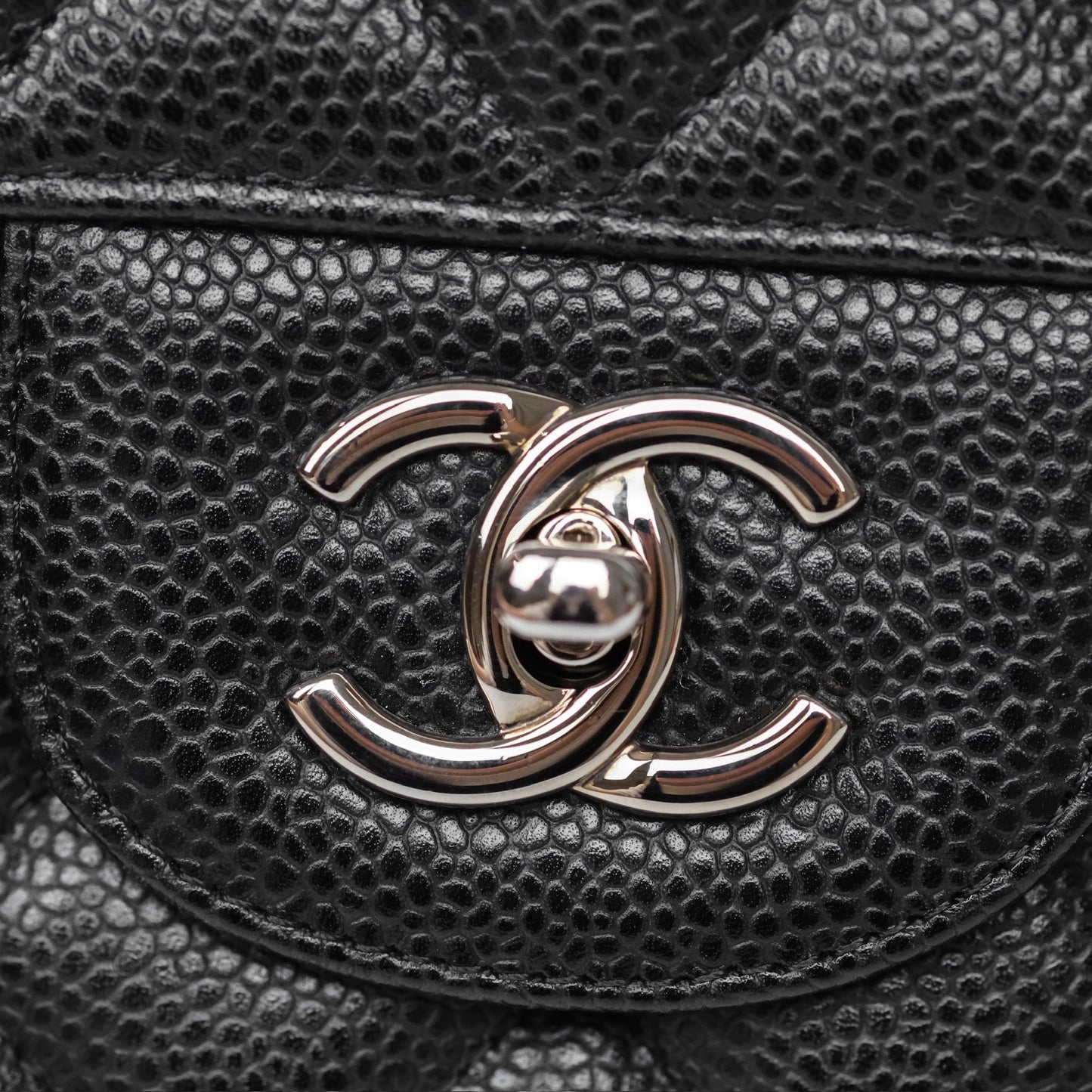 Chanel Maxi Single Flap Quilted Black Caviar Silver Hardware